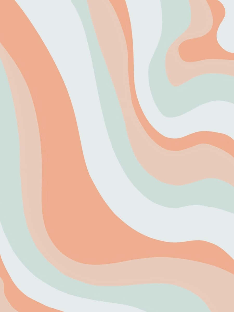 abstract pastel waves, peach mint, cream, SD Phone Wallpaper