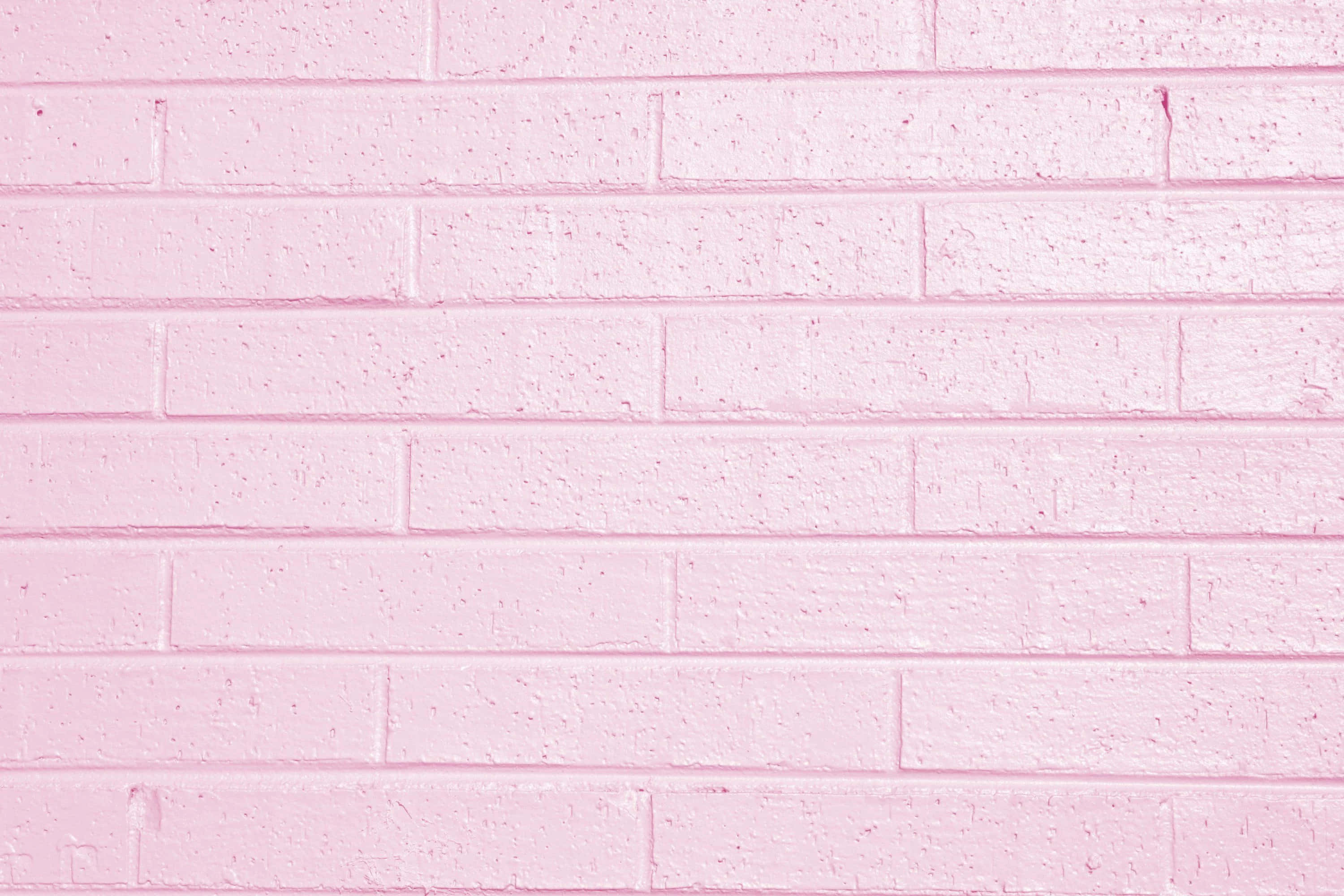 Plain Pink Desktop, smooth pink-painted brick wall, visible mortar lines, 2K Desktop Wallpaper