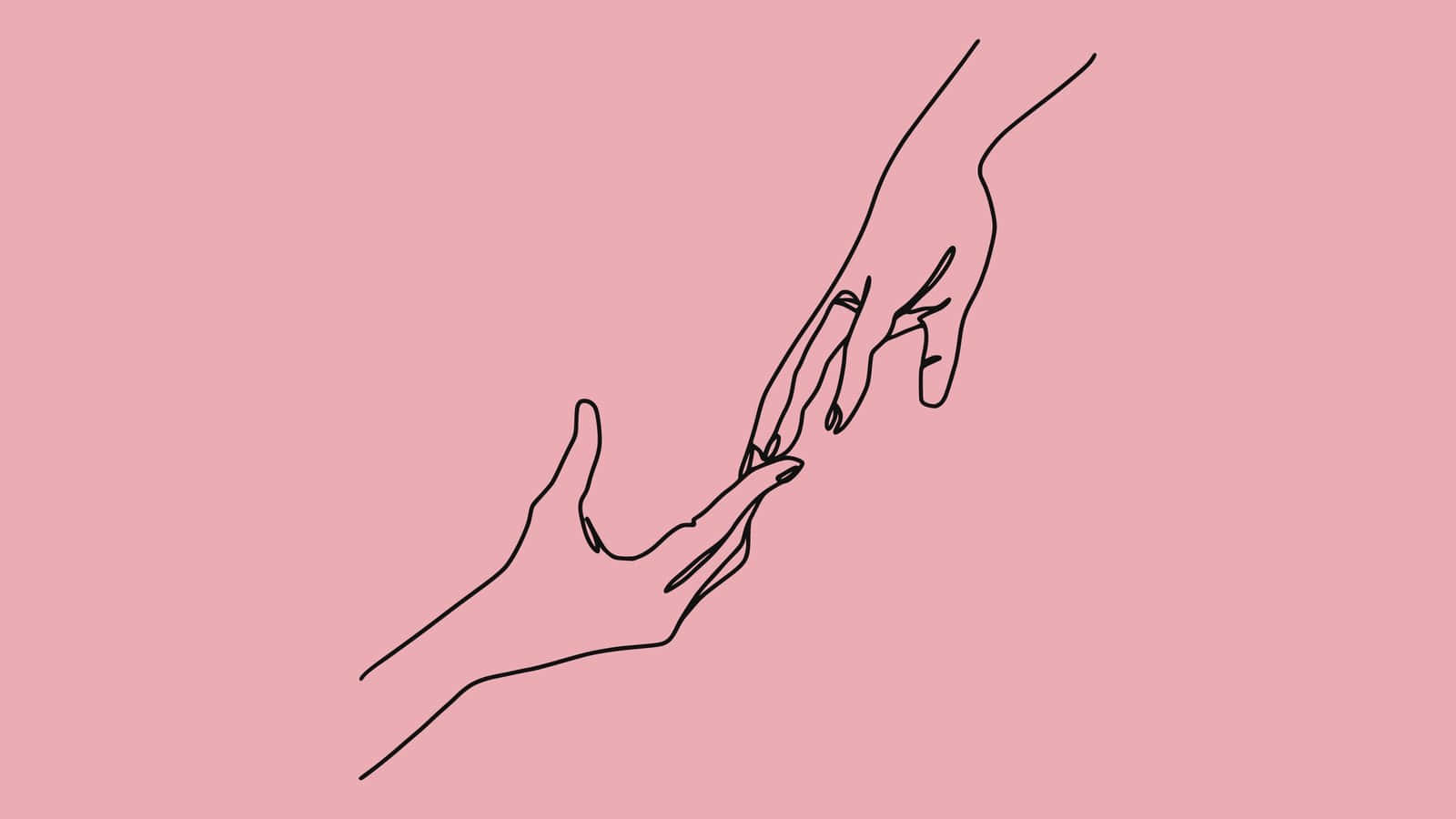 hand, linear minimal style, soft pink background, HD Desktop Wallpaper