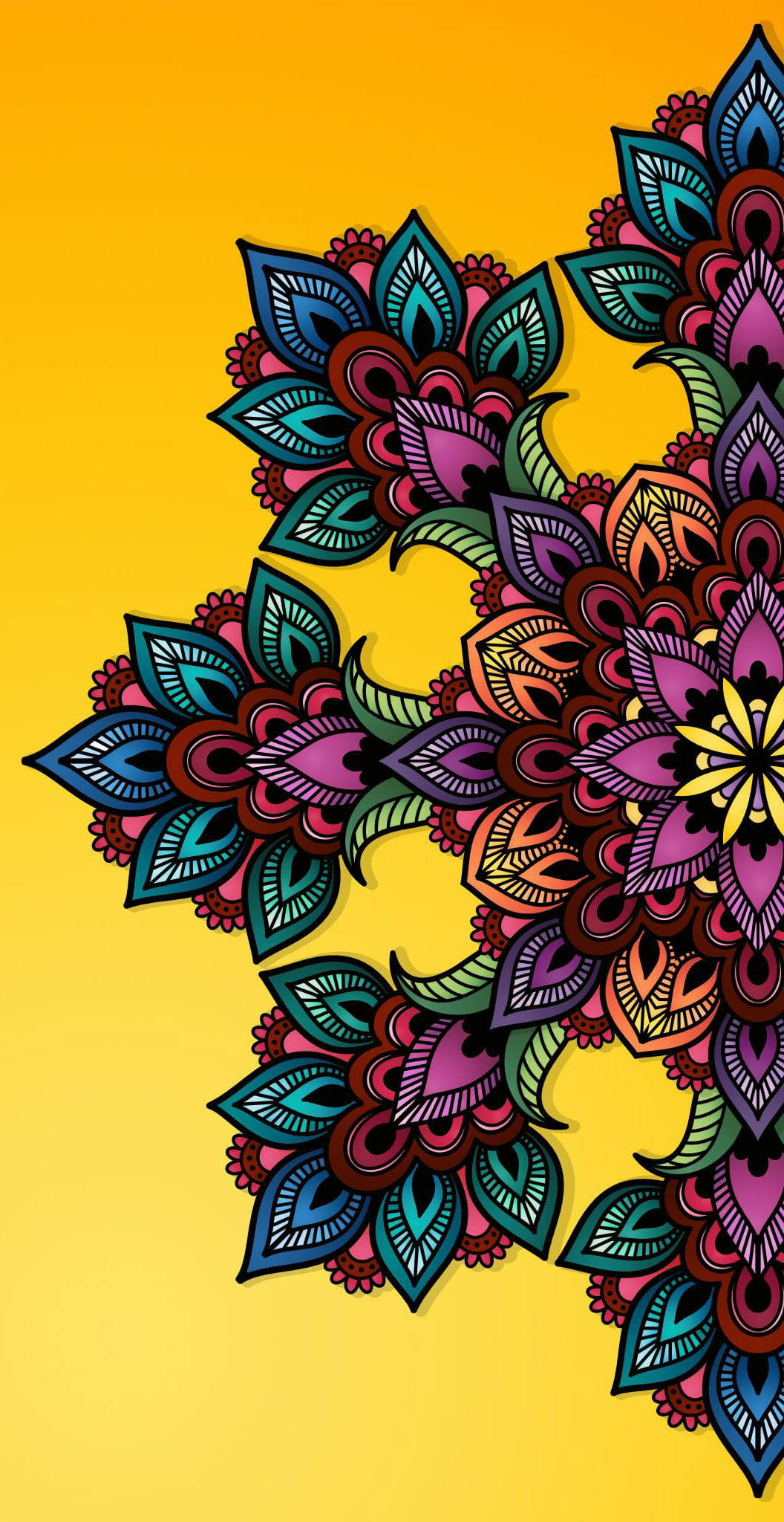 Plain Yellow iPhone, floral pattern, teal, Full HD Phone Wallpaper