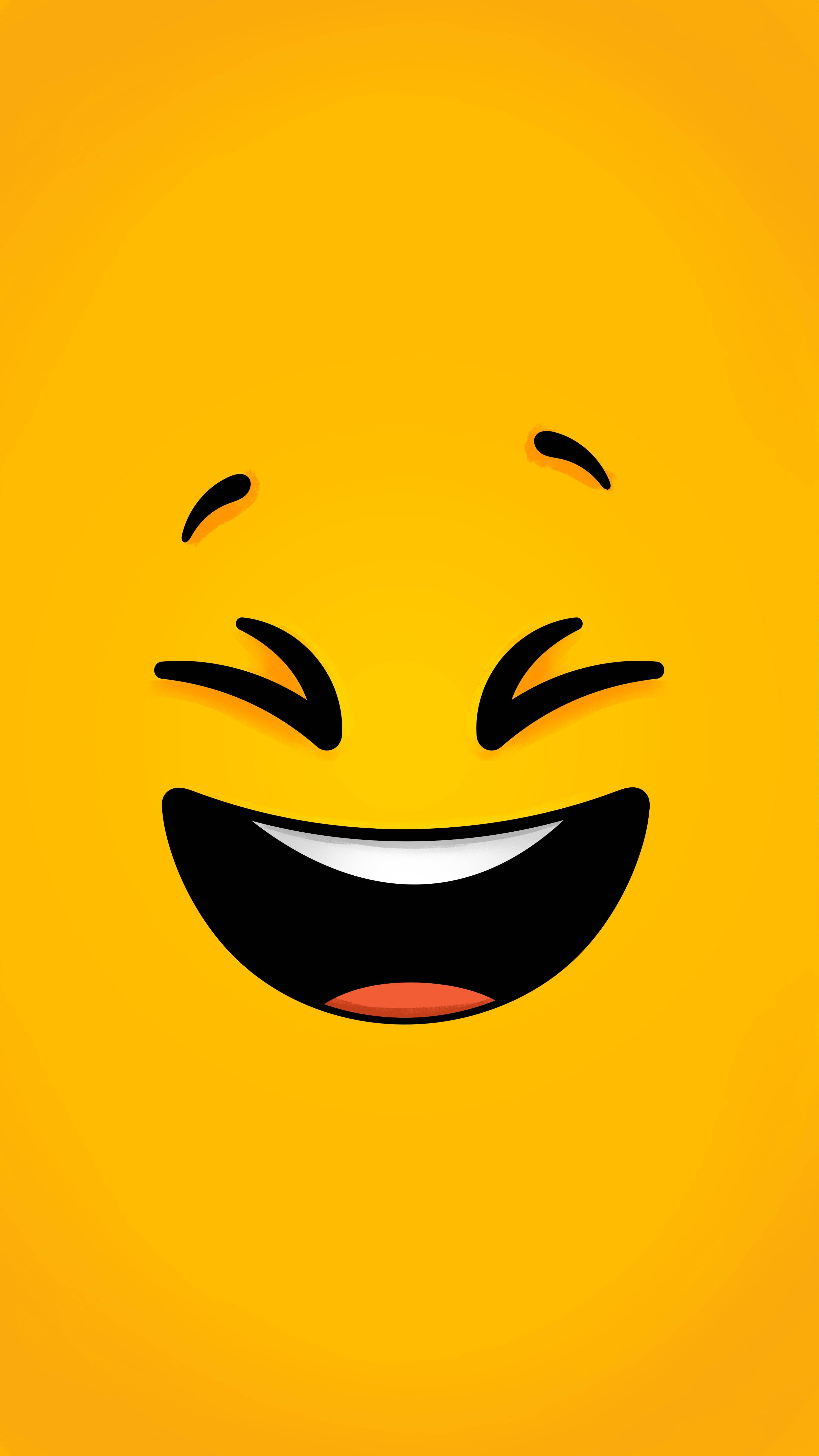 Laughing Smiley, Plain Yellow iPhone, bright yellow, 5K Phone Wallpaper