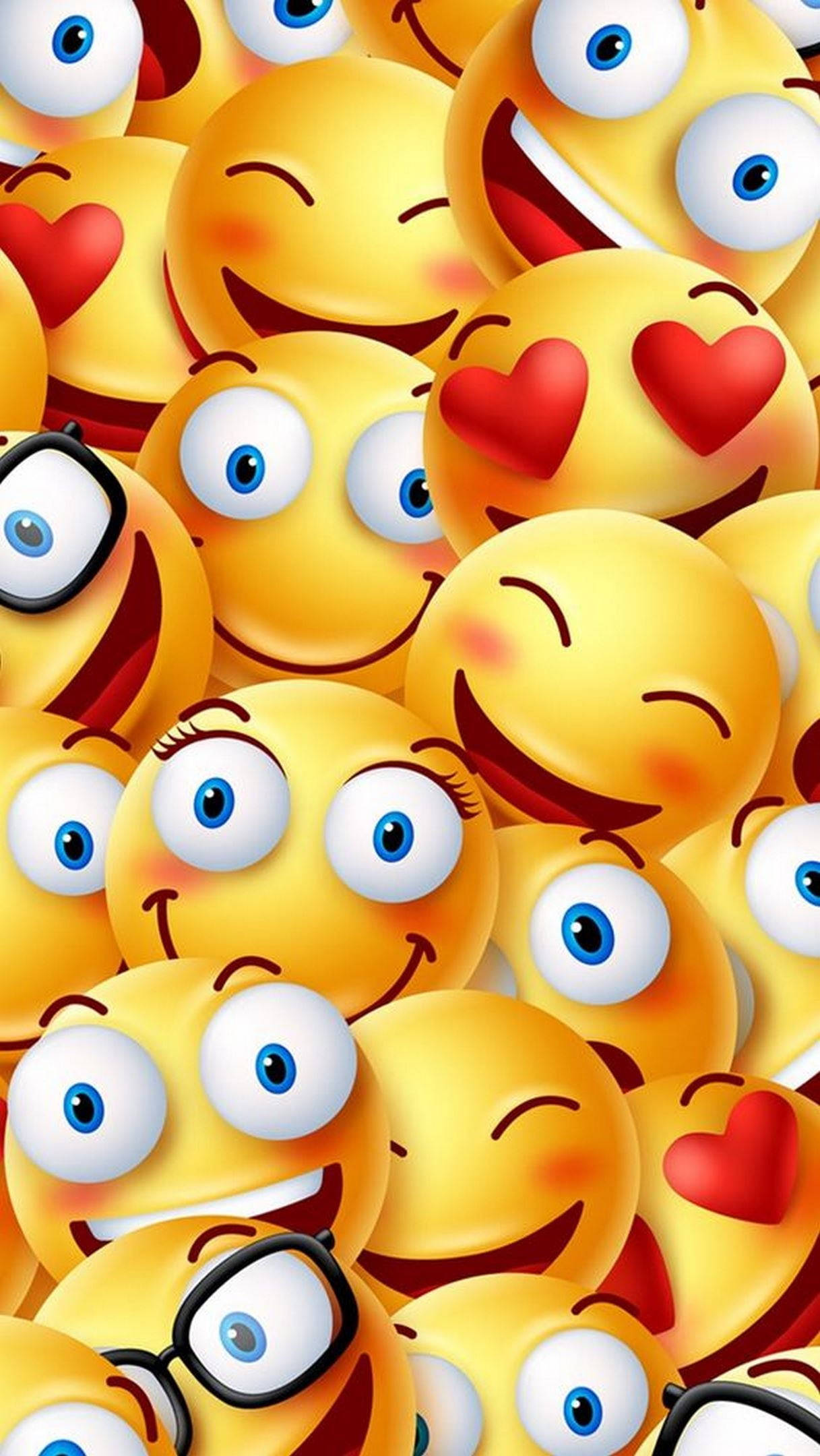 Plain Yellow iPhone, yellow emojis, hearts eyes, Full HD Phone Wallpaper