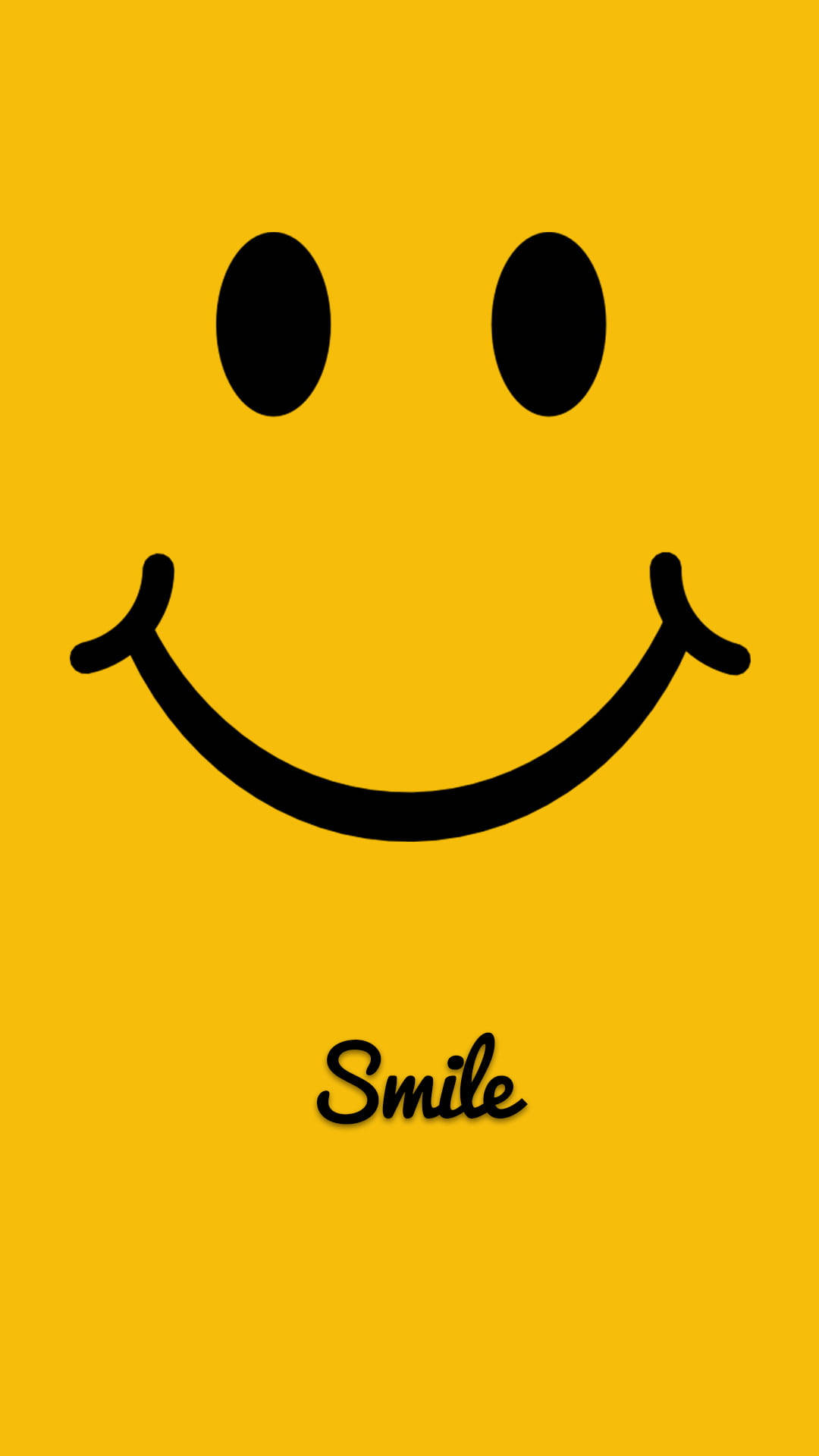 Plain Yellow iPhone, vibrant yellow, black smiley face, Full HD Phone Wallpaper