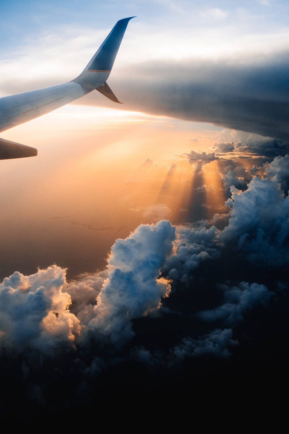 Sunlight beams, clouds, airplane window, HD Phone Wallpaper