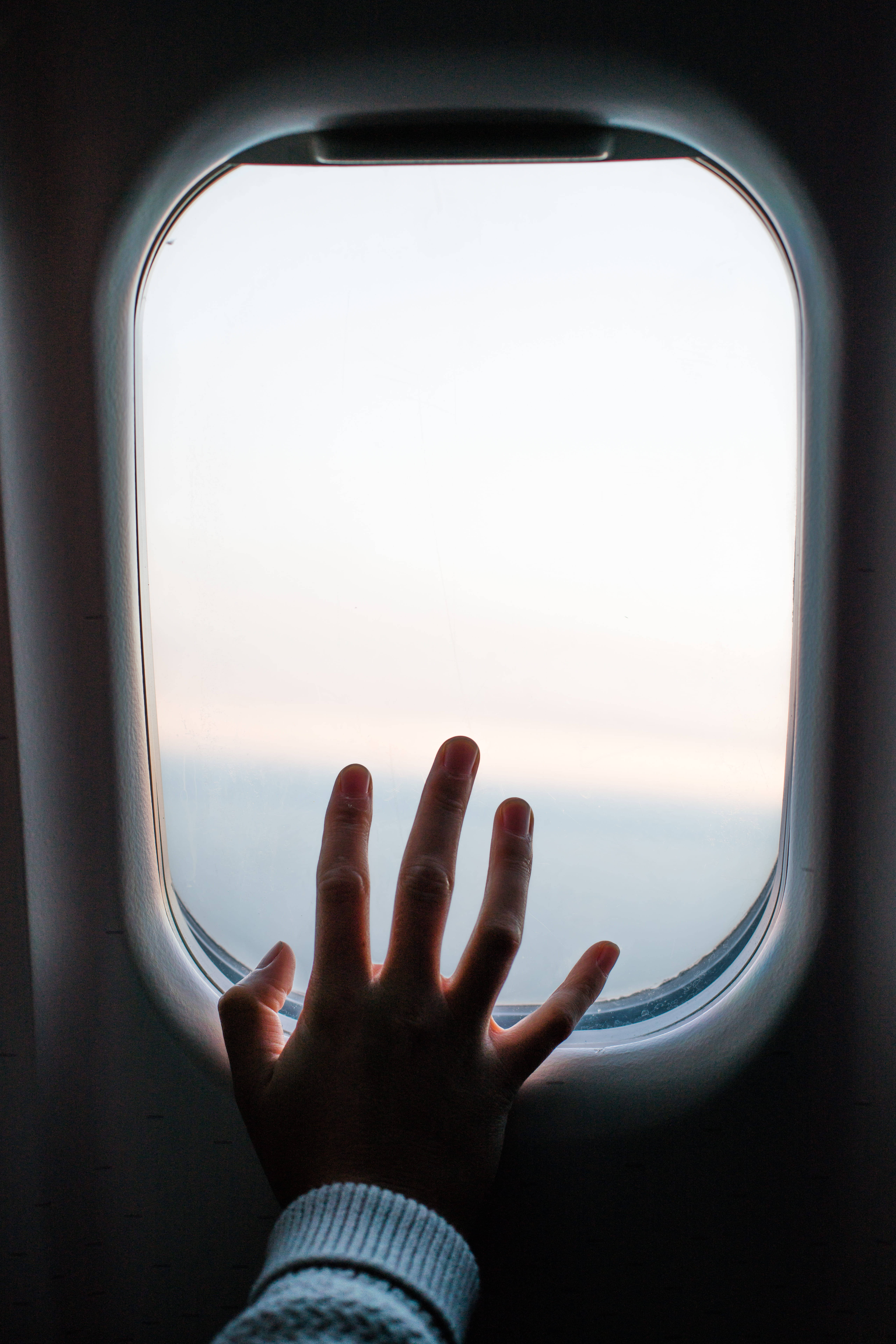 plane window, airplane window, soft pastel sky, 8K Phone Wallpaper