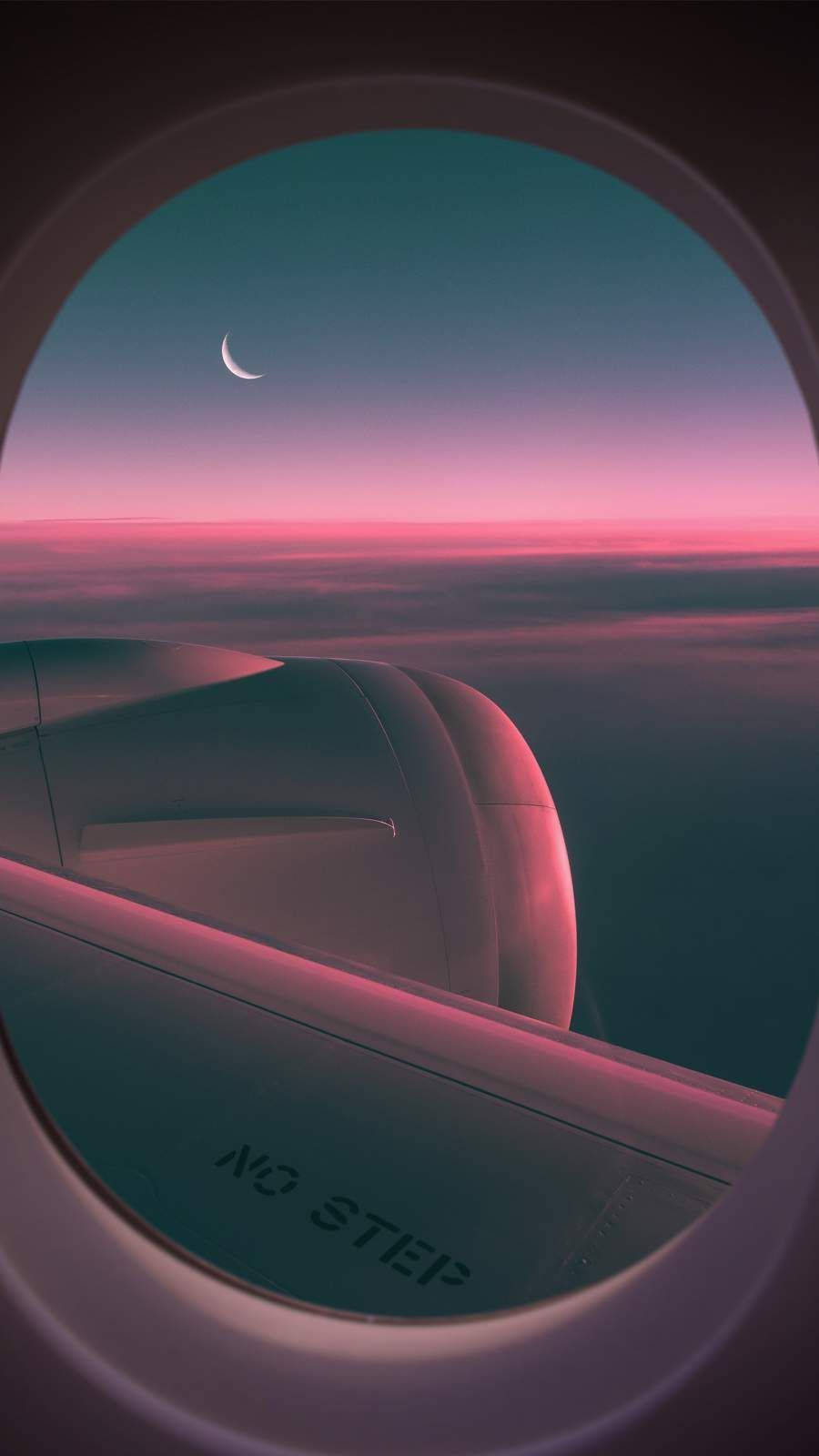crescent moon, pink and teal clouds, twilight, HD Phone Wallpaper