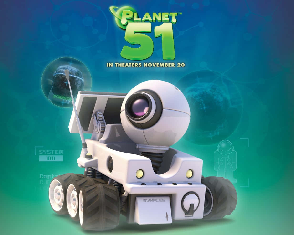 Planet 51, robotic rover, large eye, SD Desktop Wallpaper
