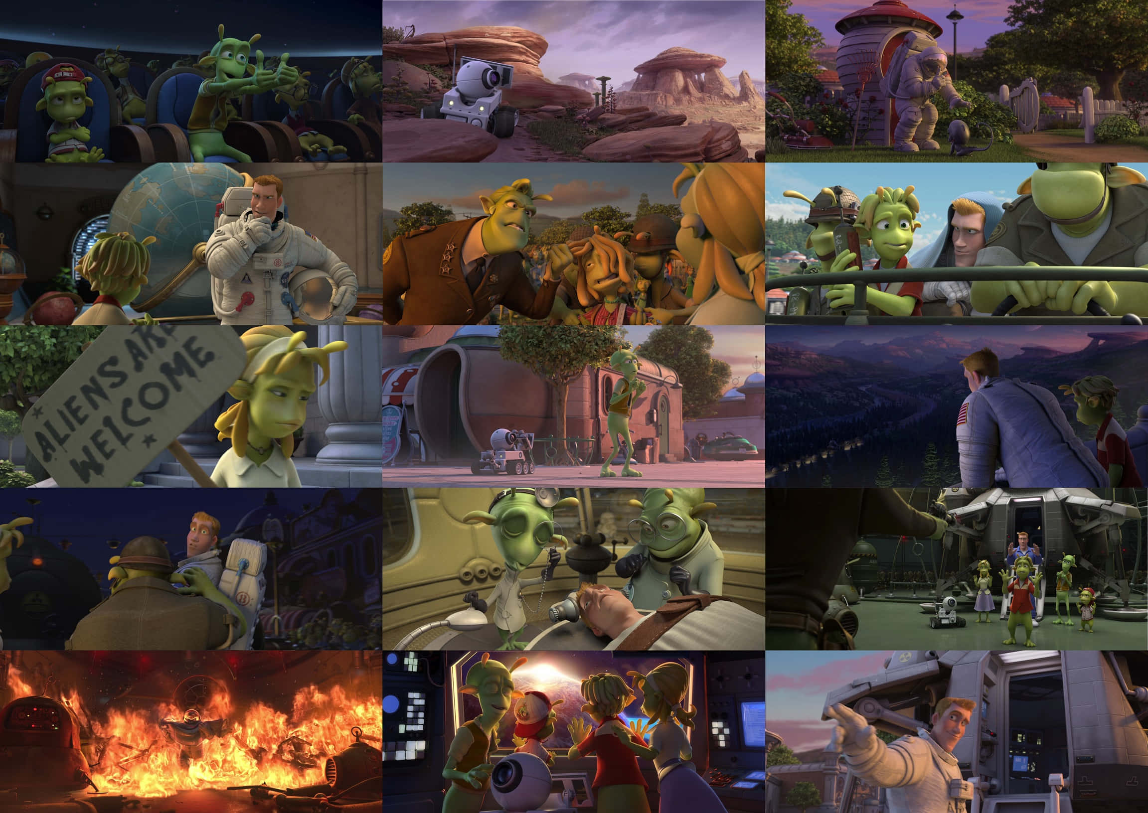 Planet 51, green aliens, humans, Full HD Desktop Wallpaper