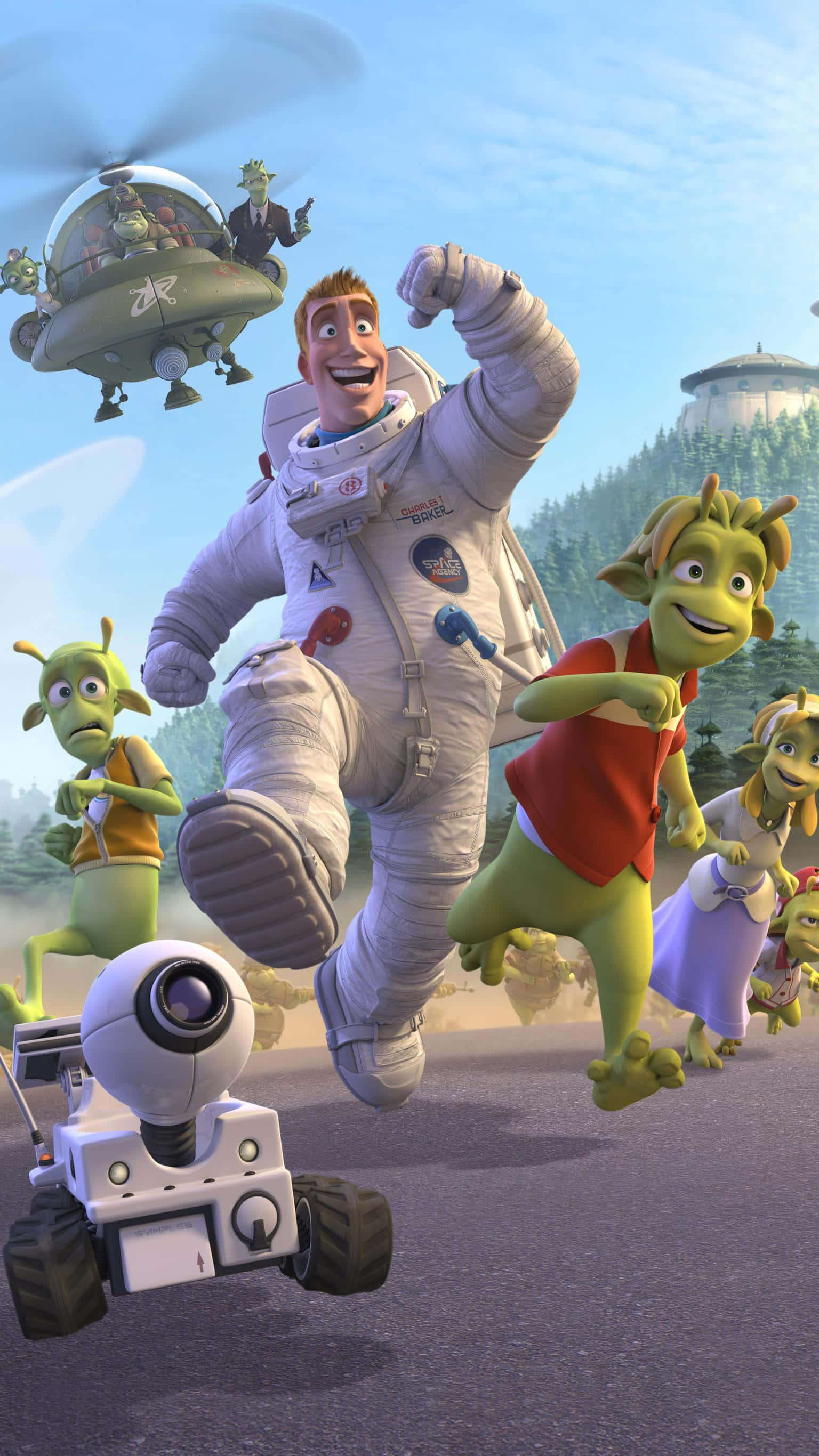 Planet 51, astronaut, green alien friends, 2K Phone Wallpaper