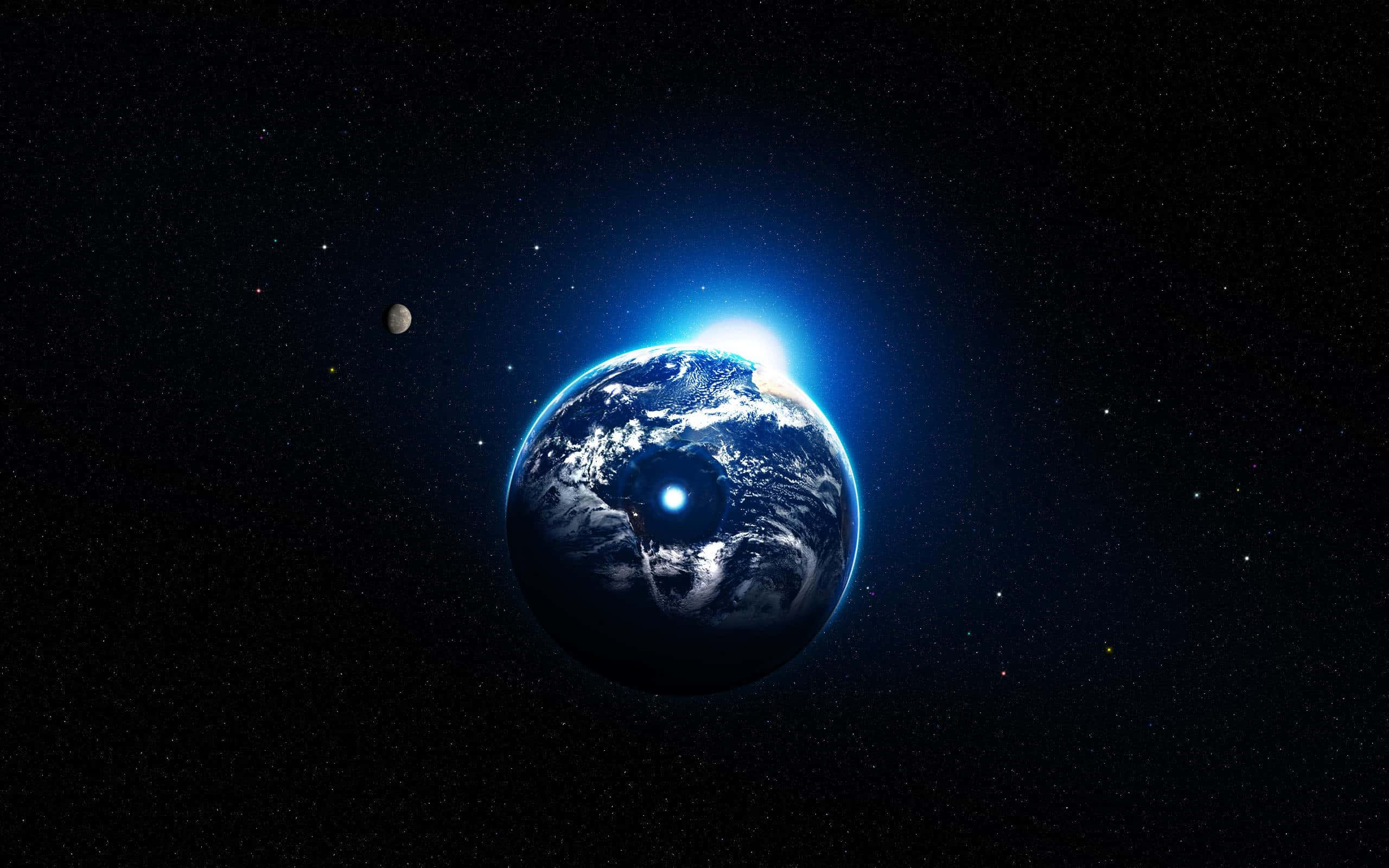 Planet Earth, blue sunrise, clouds, 2K Desktop Wallpaper