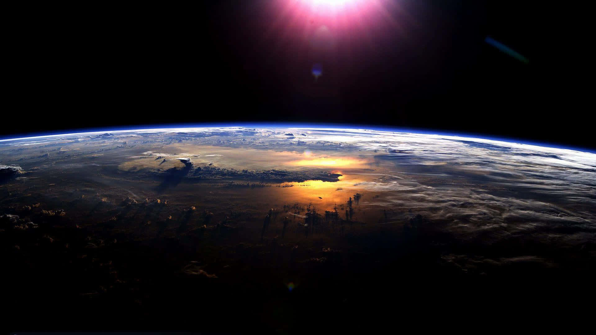 planet Earth, sunrise, vibrant orange glow, Full HD Desktop Wallpaper