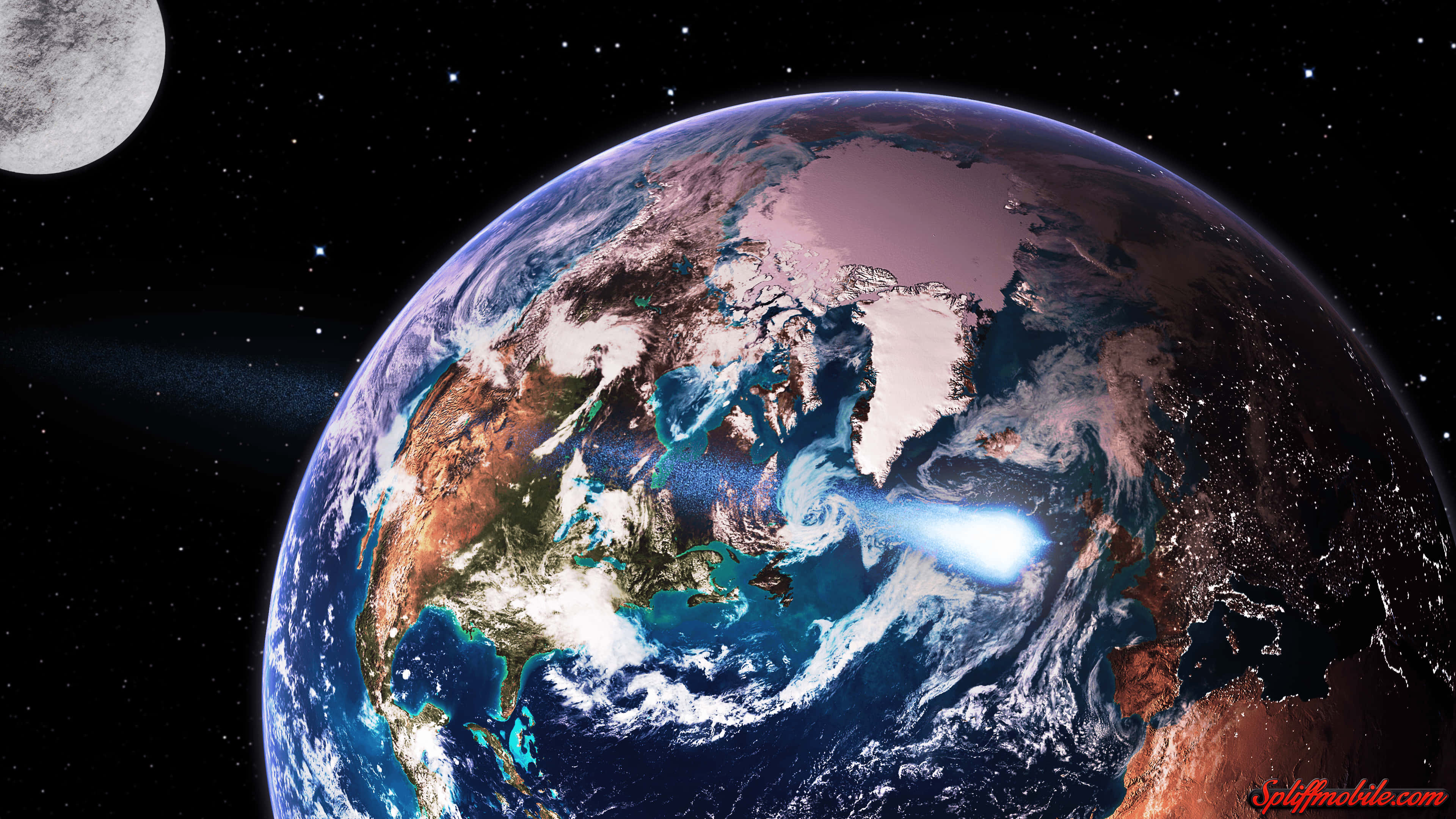 Earth, moon, Arctic regions, 4K Desktop Wallpaper