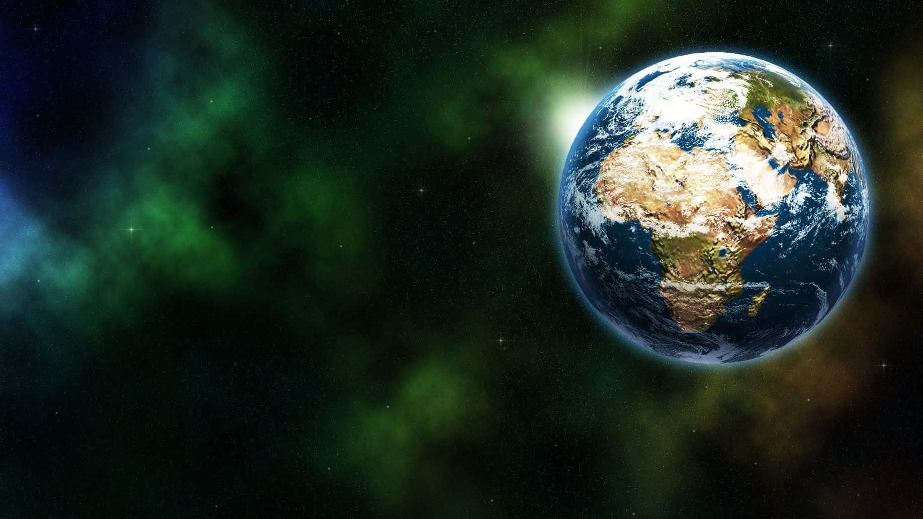 planet earth, Earth, vibrant green nebulae, HD Desktop Wallpaper