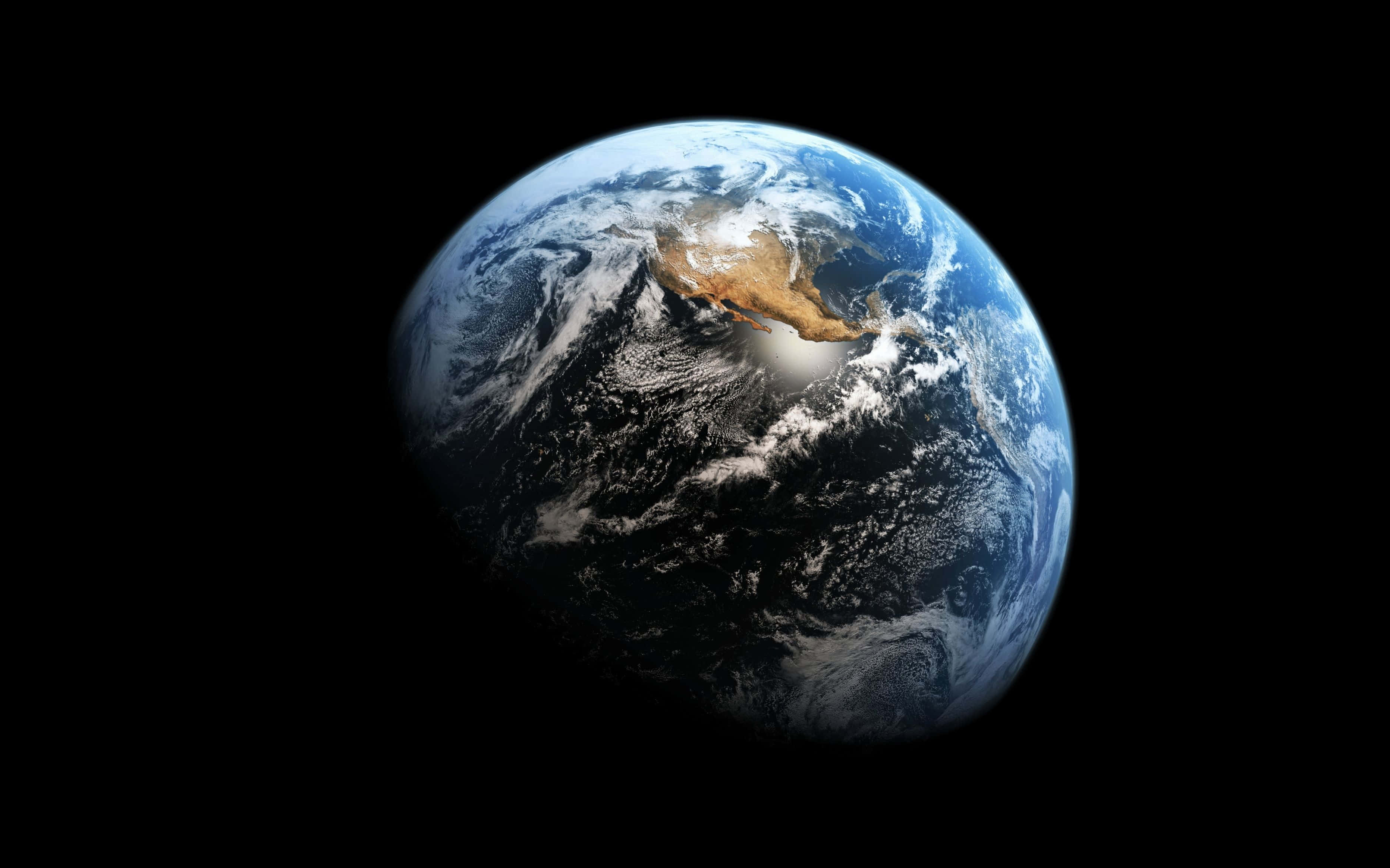 Planet earth, blue oceans, white clouds, 2K Desktop Wallpaper