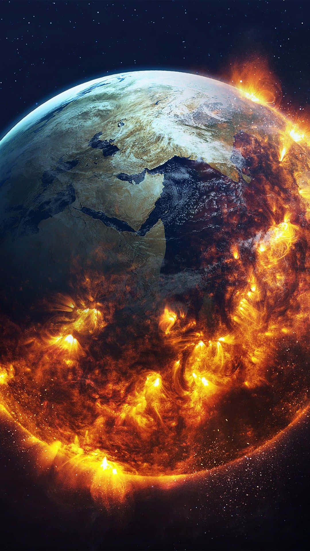 iPhone, Planet Earth, fiery Earth, Full HD Phone Wallpaper