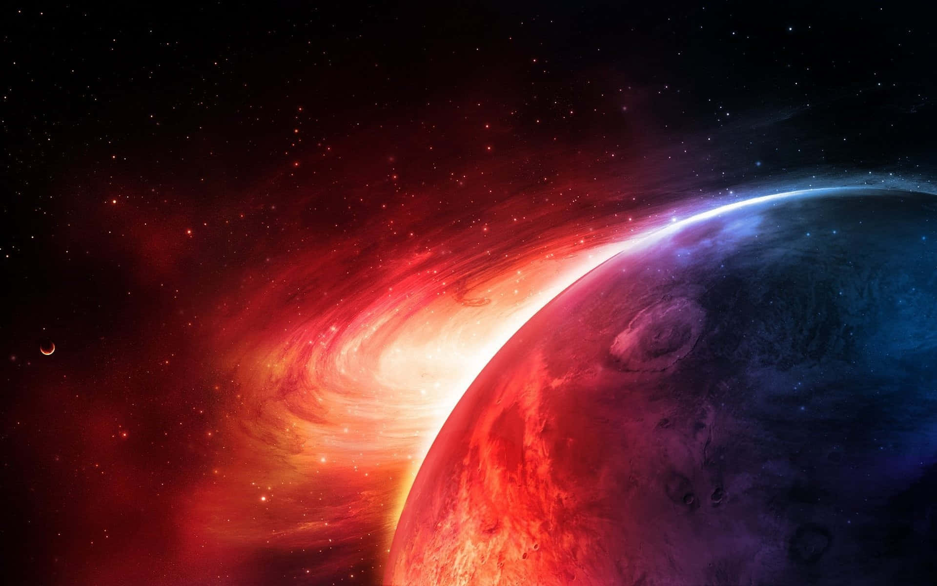 Blue Planet, Earth, fiery red and blue hues, Full HD Desktop Wallpaper