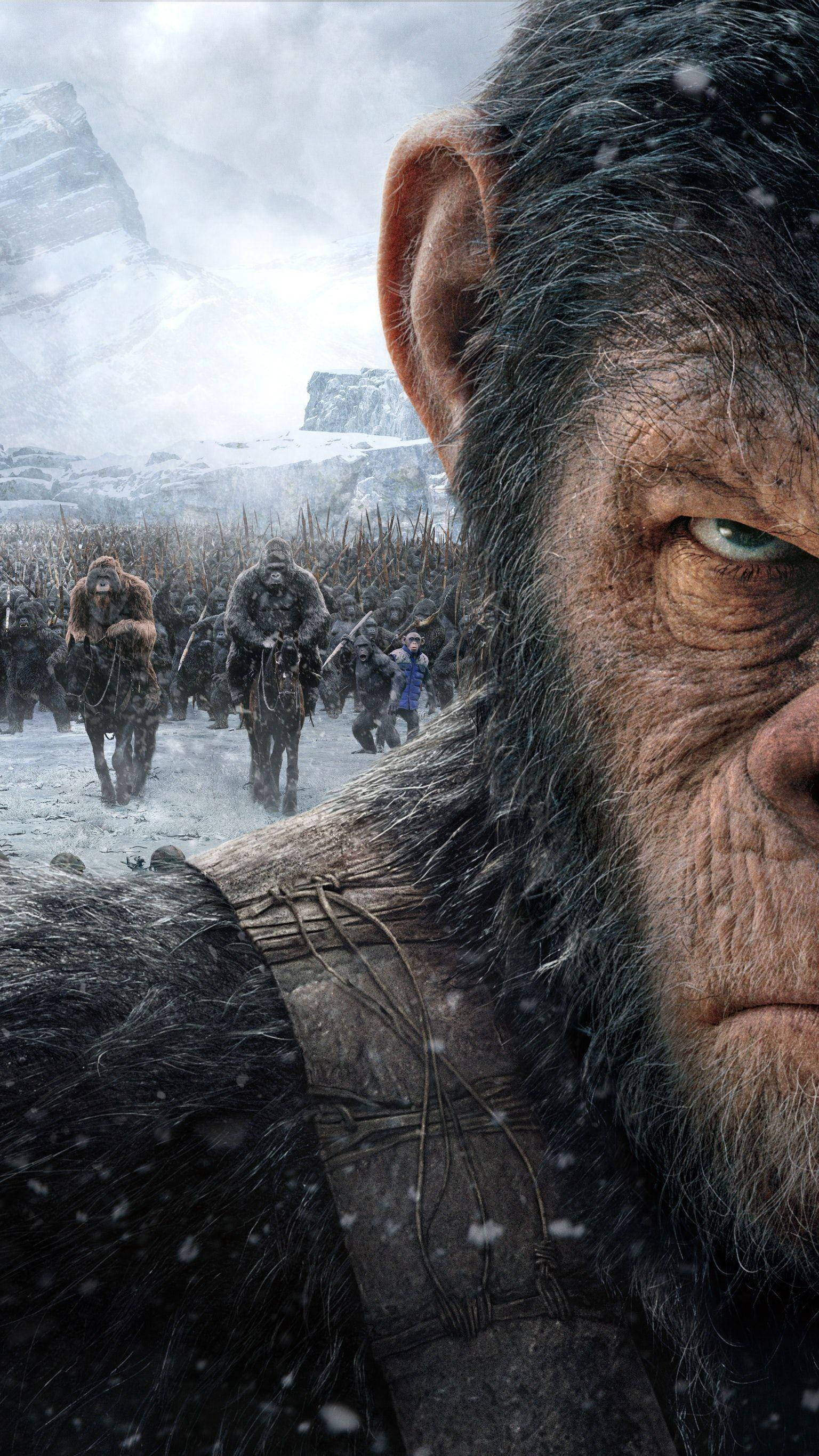 Planet of the Apes, ape warrior, snow, 2K Phone Wallpaper