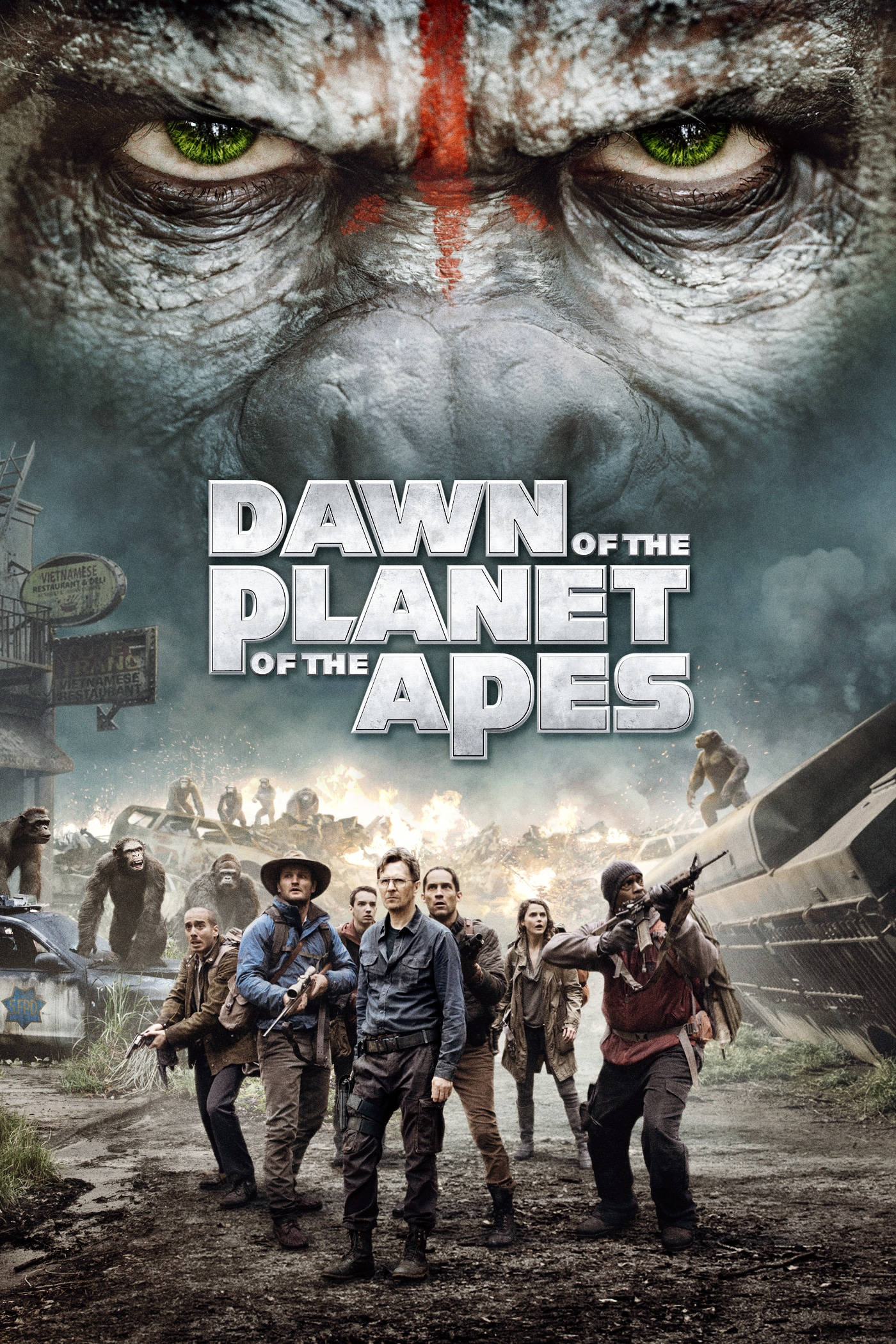Dawn of the Planet of the Apes, giant ape, glowing green eyes, Full HD Phone Wallpaper