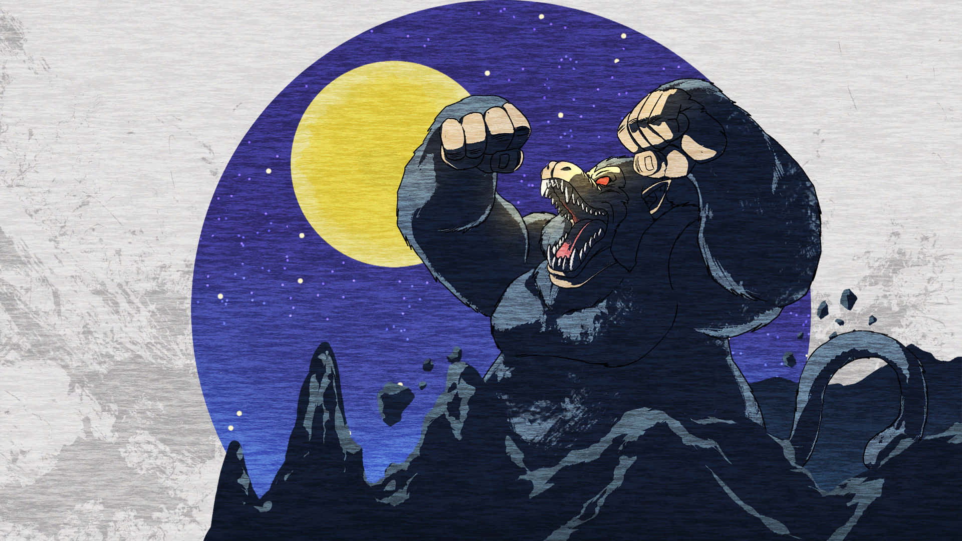 great ape, gorilla, jagged mountains, Full HD Desktop Wallpaper