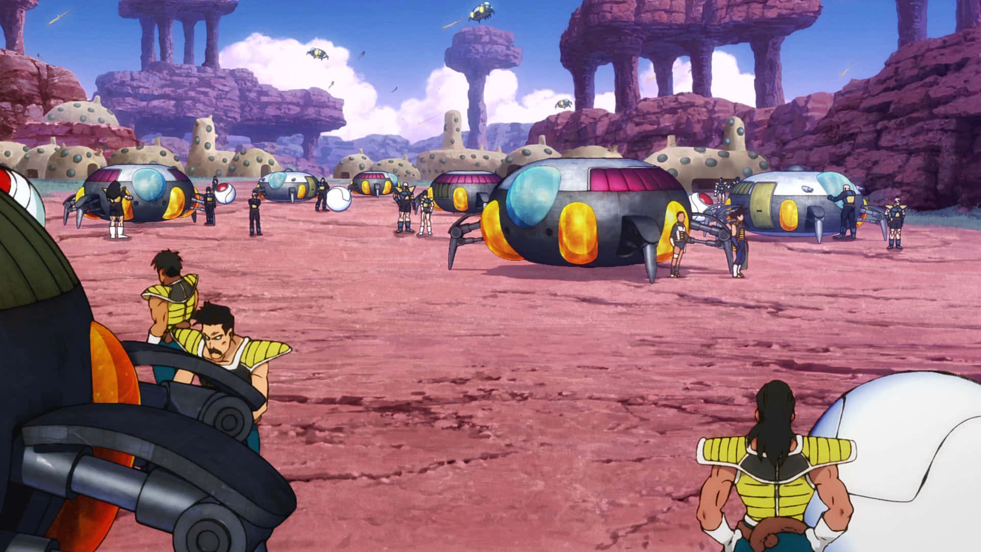 Planet Vegeta, yellow armor, futuristic vehicles, Full HD Desktop Wallpaper