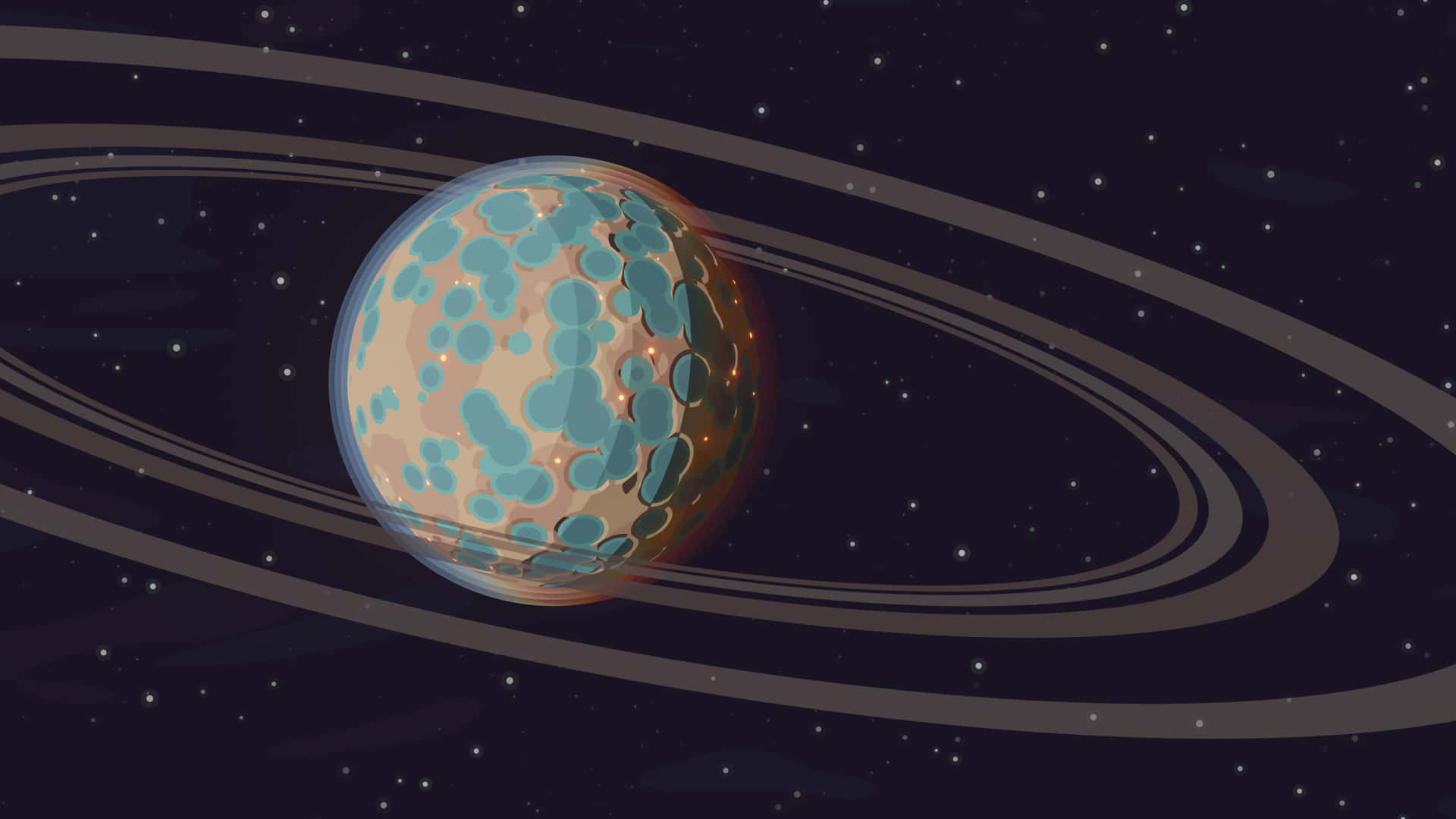 Planet Vegeta, blue-green spots, rings, Full HD Desktop Wallpaper