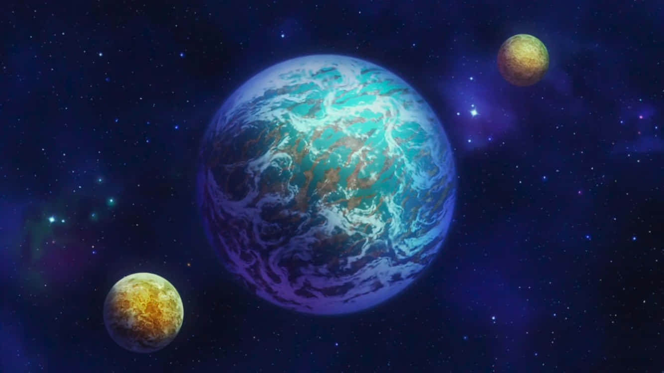 Planet Vegeta, vibrant blue and teal planet, swirling clouds, HD Desktop Wallpaper
