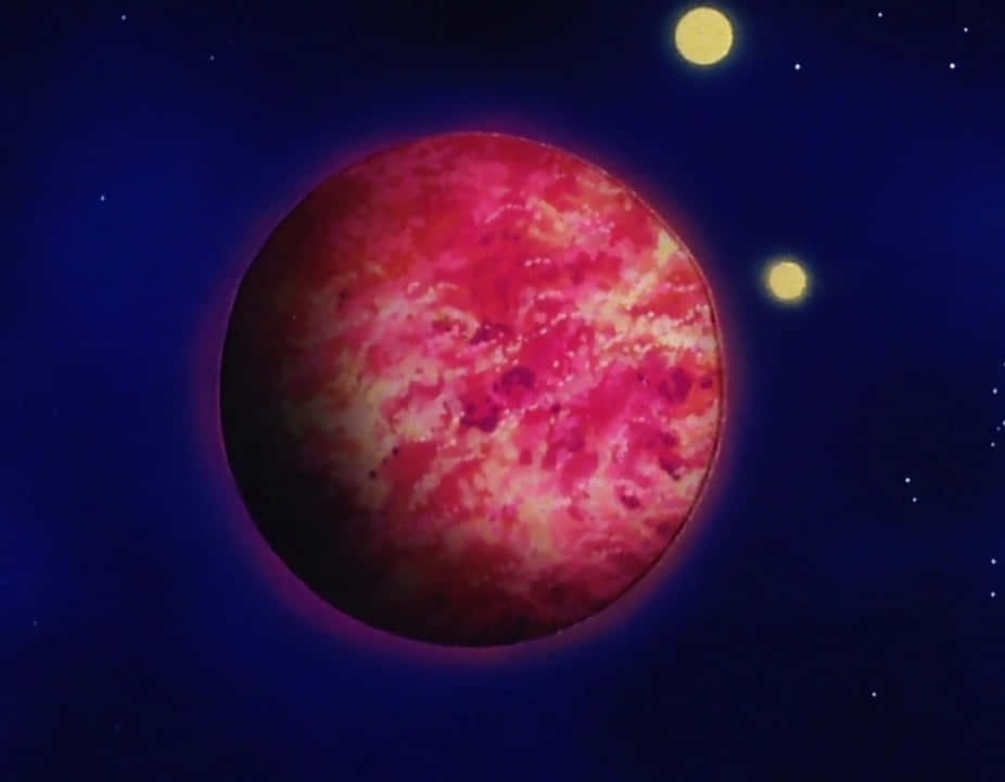 Planet Vegeta, vibrant red planet, swirling pink and yellow clouds, SD Desktop Wallpaper