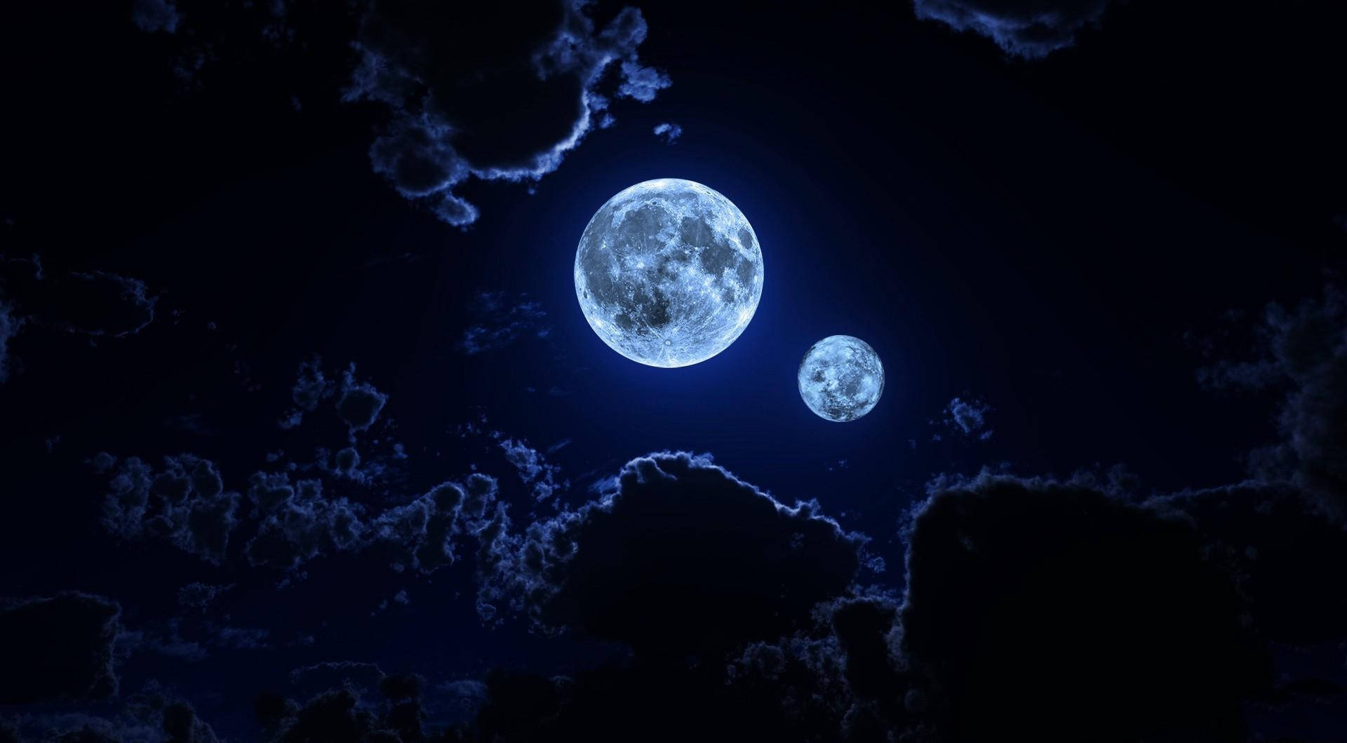 Moon, Planet, dark clouds, Full HD Desktop Wallpaper