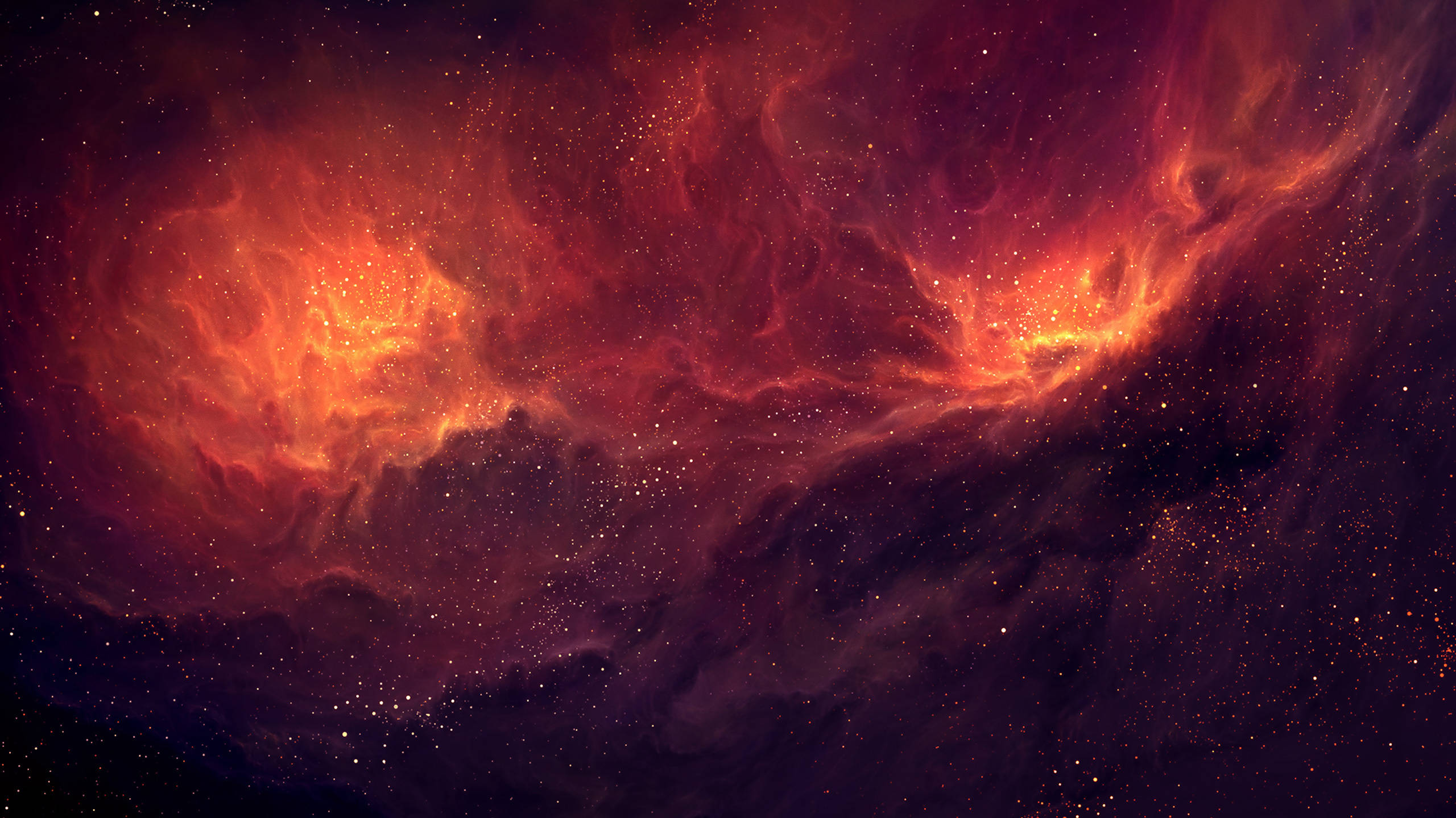 Fiery Planet, nebula, glowing gas, 2K Desktop Wallpaper
