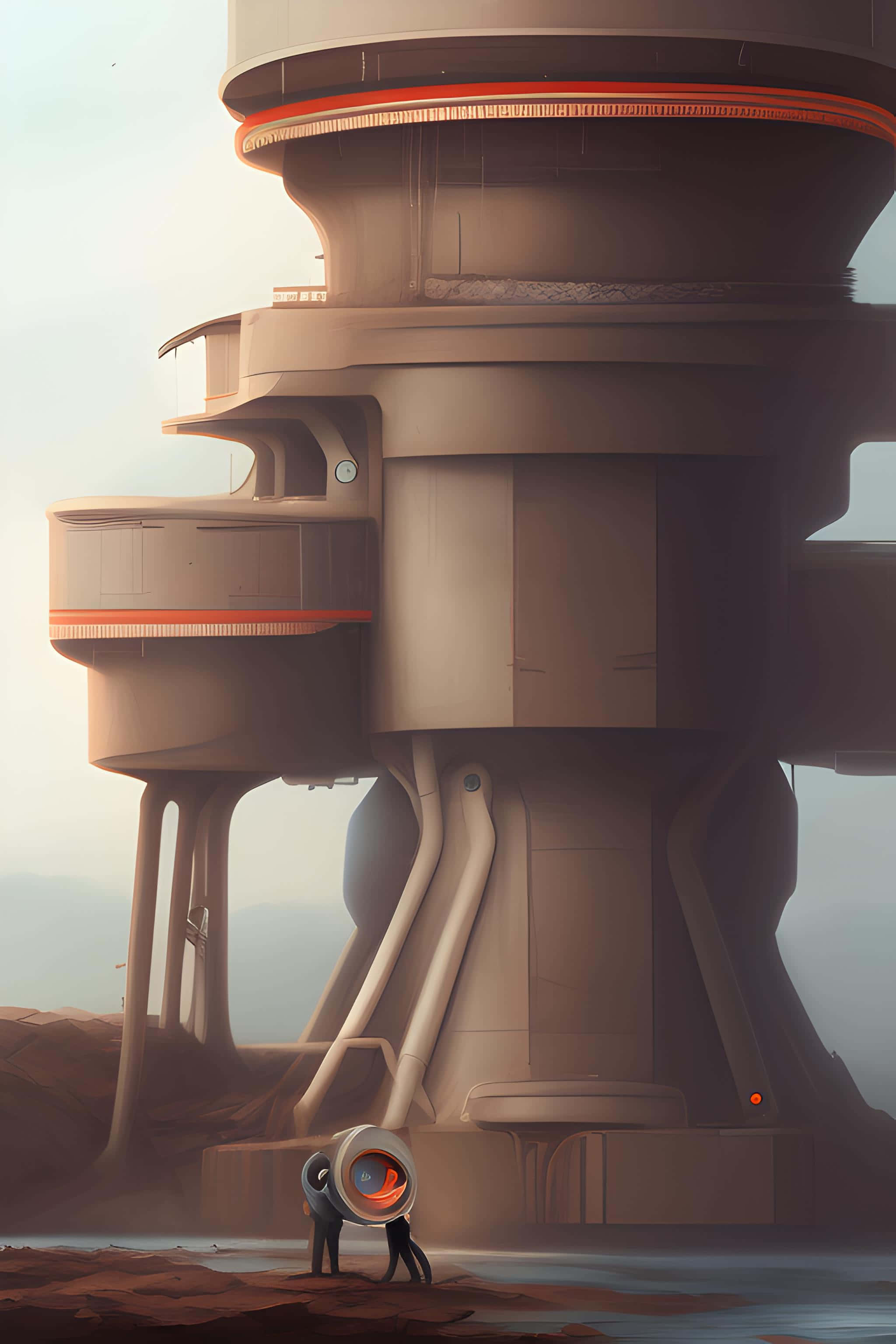 futuristic titan observatory, glowing orb, massive futuristic tower, 2K Phone Wallpaper