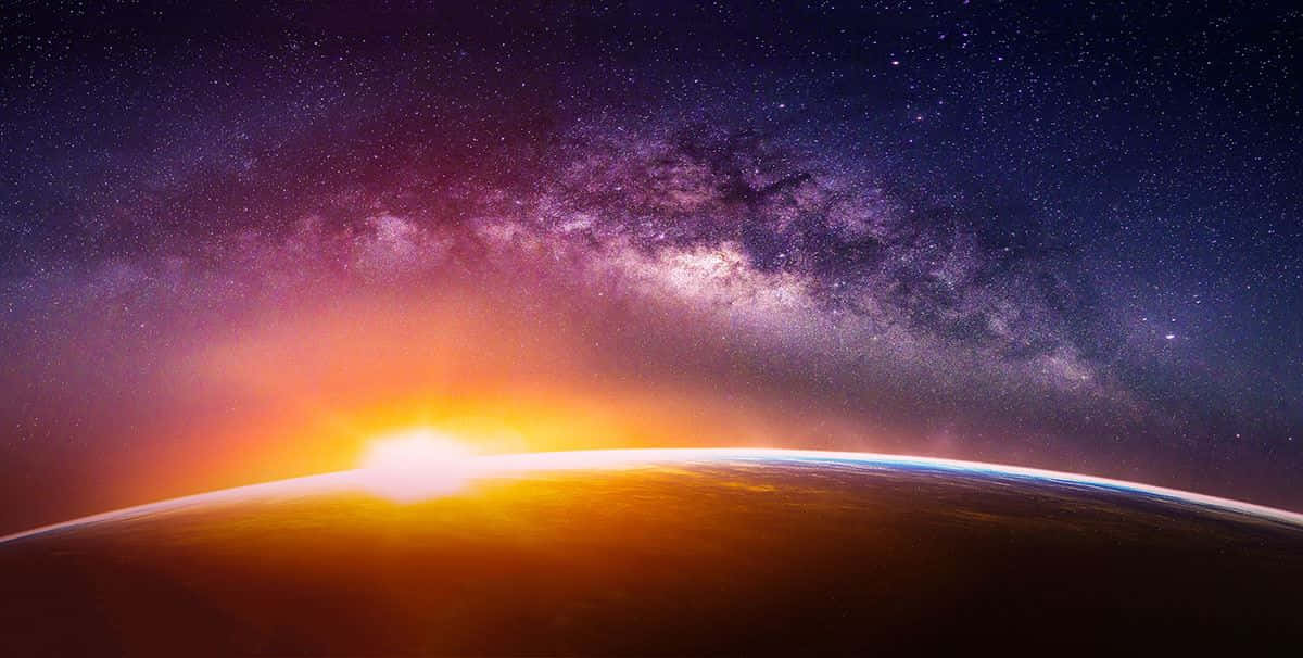 Planetarium, sunrise, orange glow, SD Desktop Wallpaper