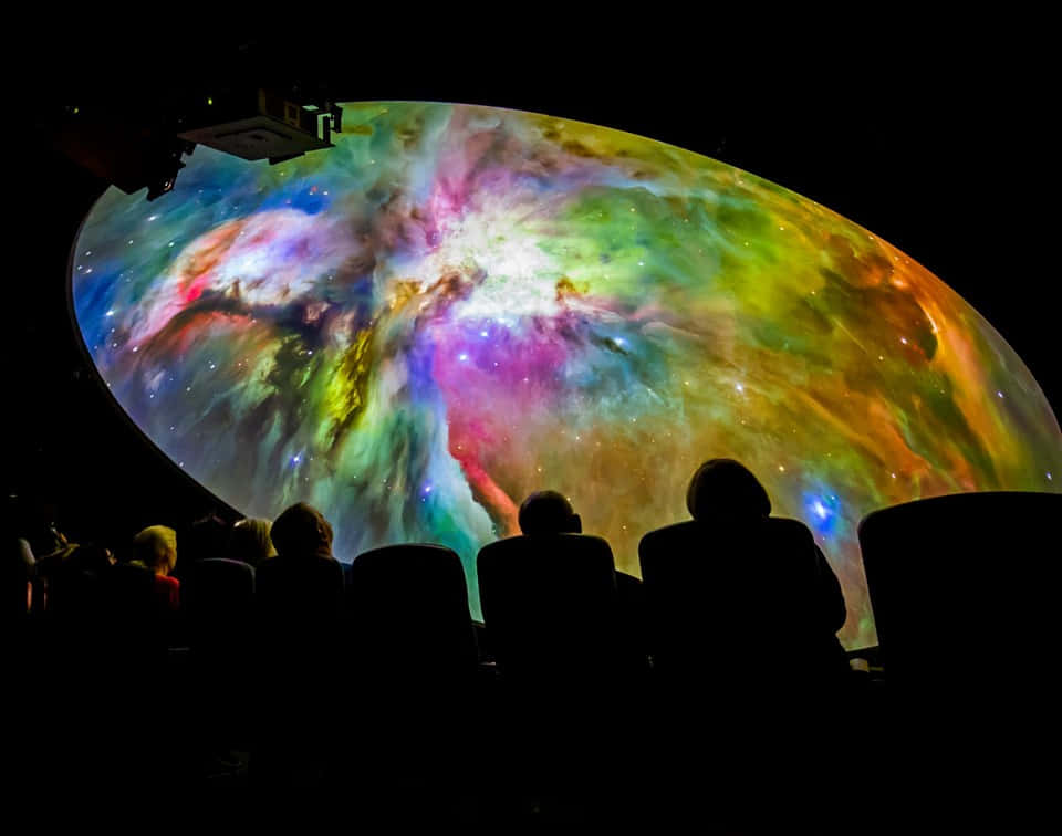 Planetarium, cosmic nebula, rainbow hues, SD Desktop Wallpaper
