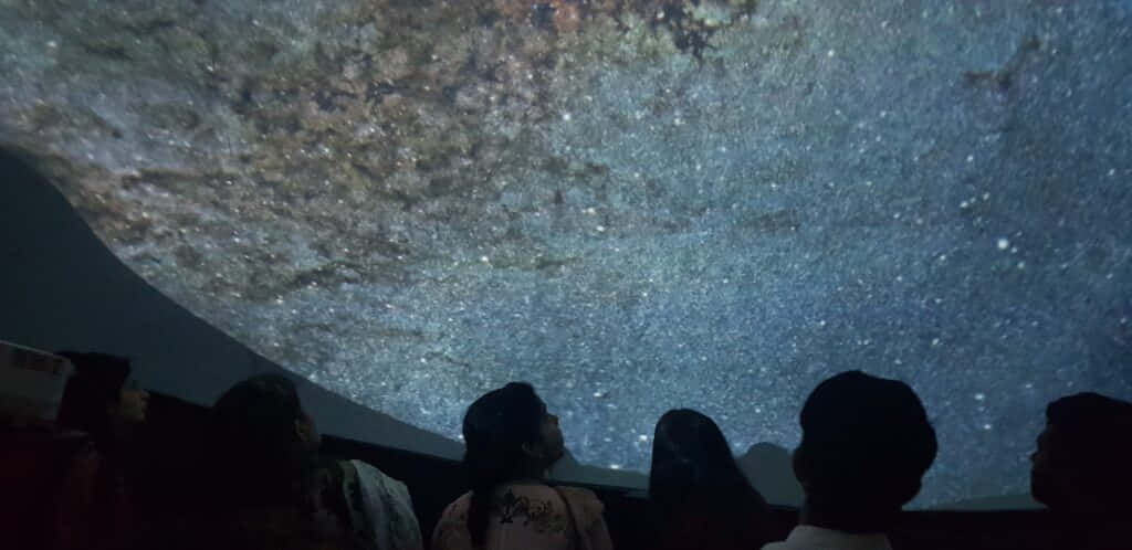 Planetarium, starry night sky, glowing nebulae, SD Desktop Wallpaper