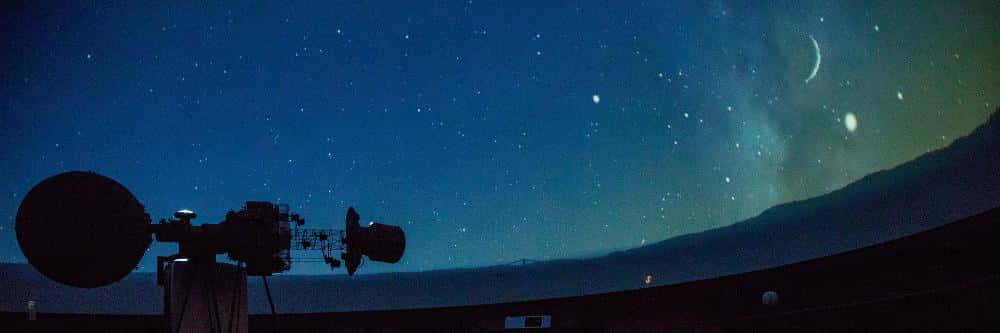 Planetarium, starry night sky, crescent moon, SD Desktop Wallpaper