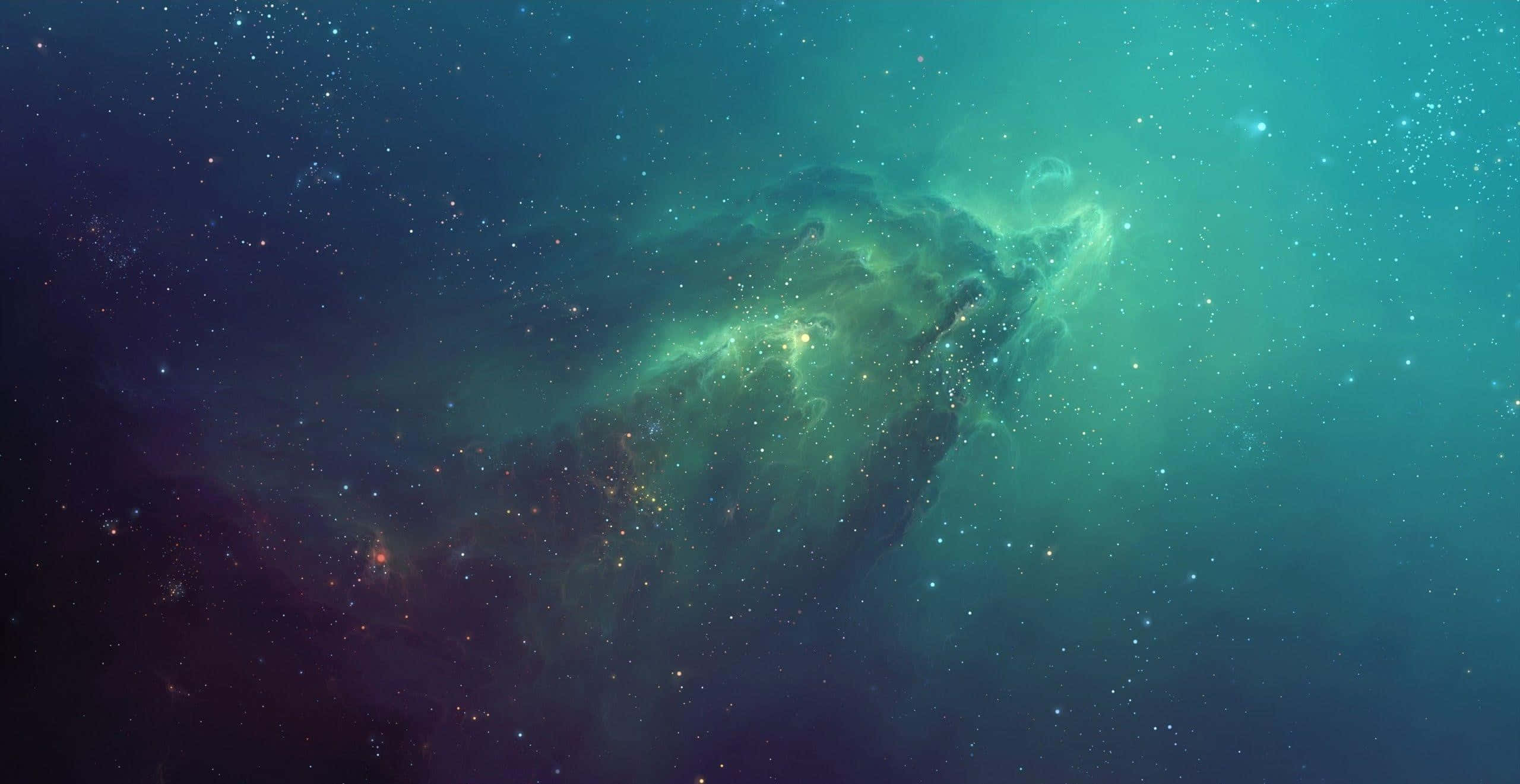 fl studio, 2560 x 1321, green and blue nebula, 2K Desktop Wallpaper