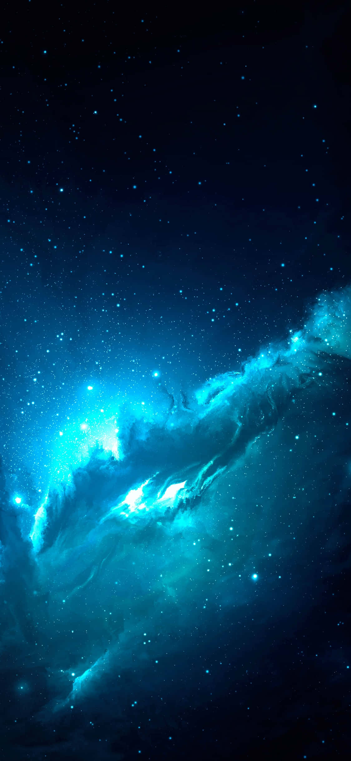 Starry Nebula Blue Space, teal, electric blue, Full HD Phone Wallpaper