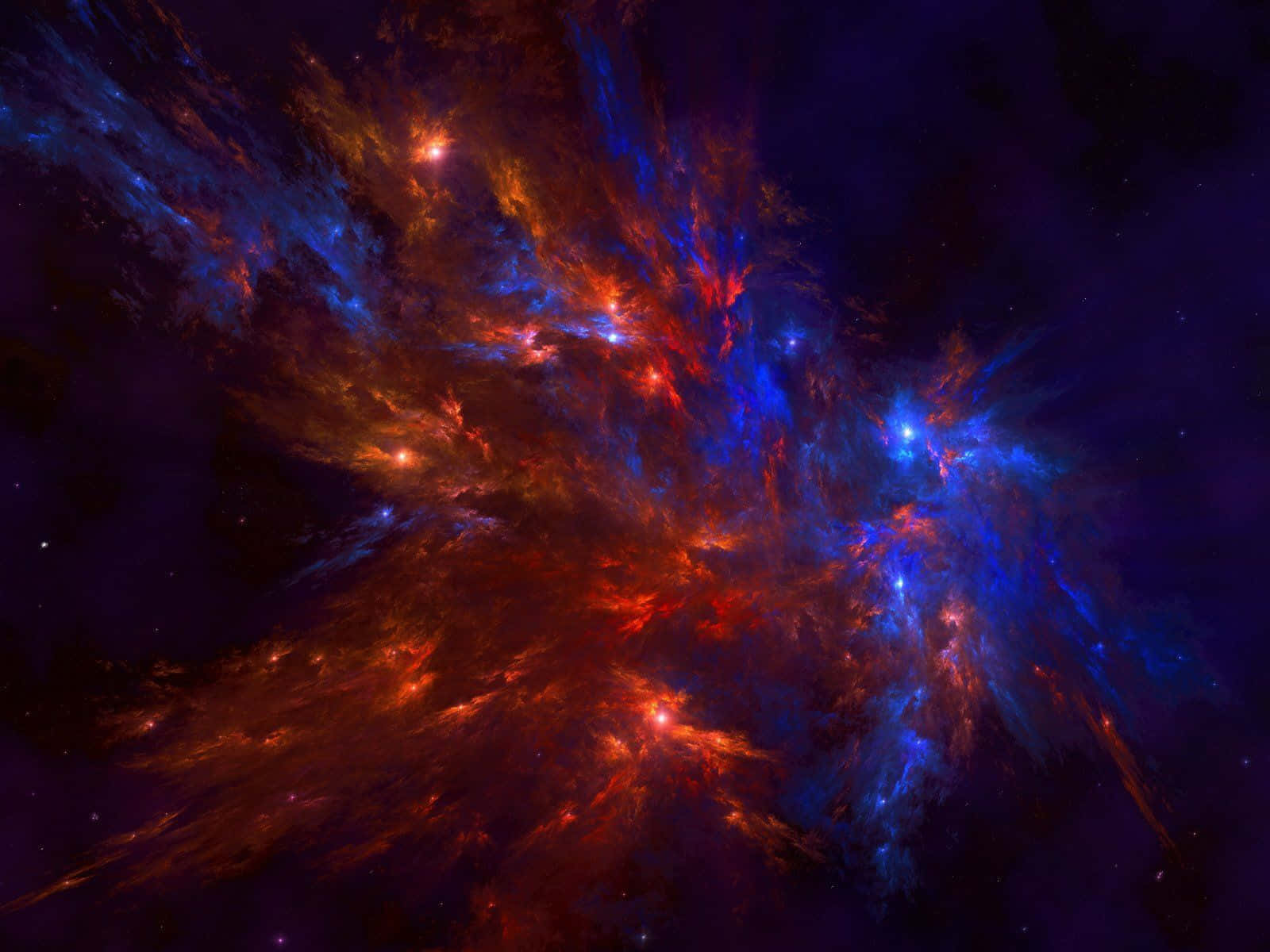 Blue-Red Space Nebula, fiery reds, electric blues, HD Desktop Wallpaper