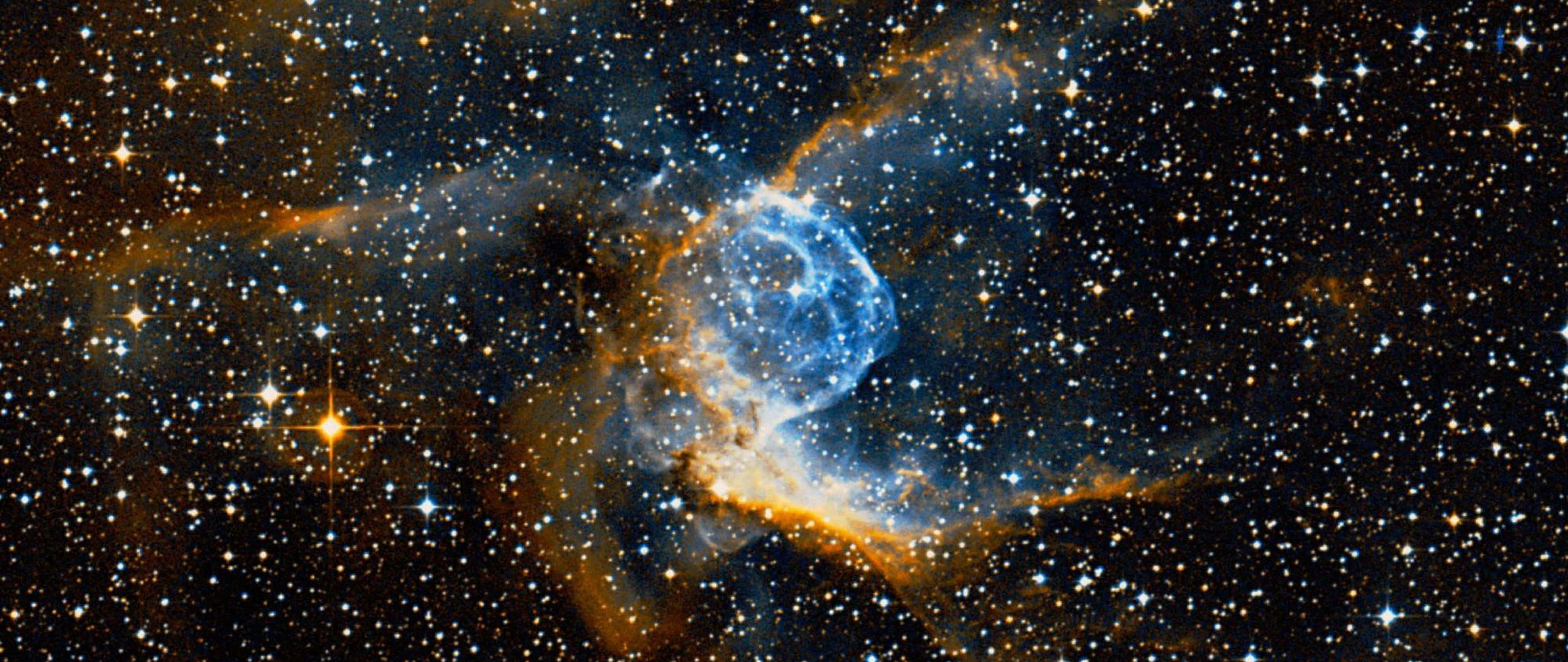 planetary nebula, blue, orange, 5K Desktop Wallpaper