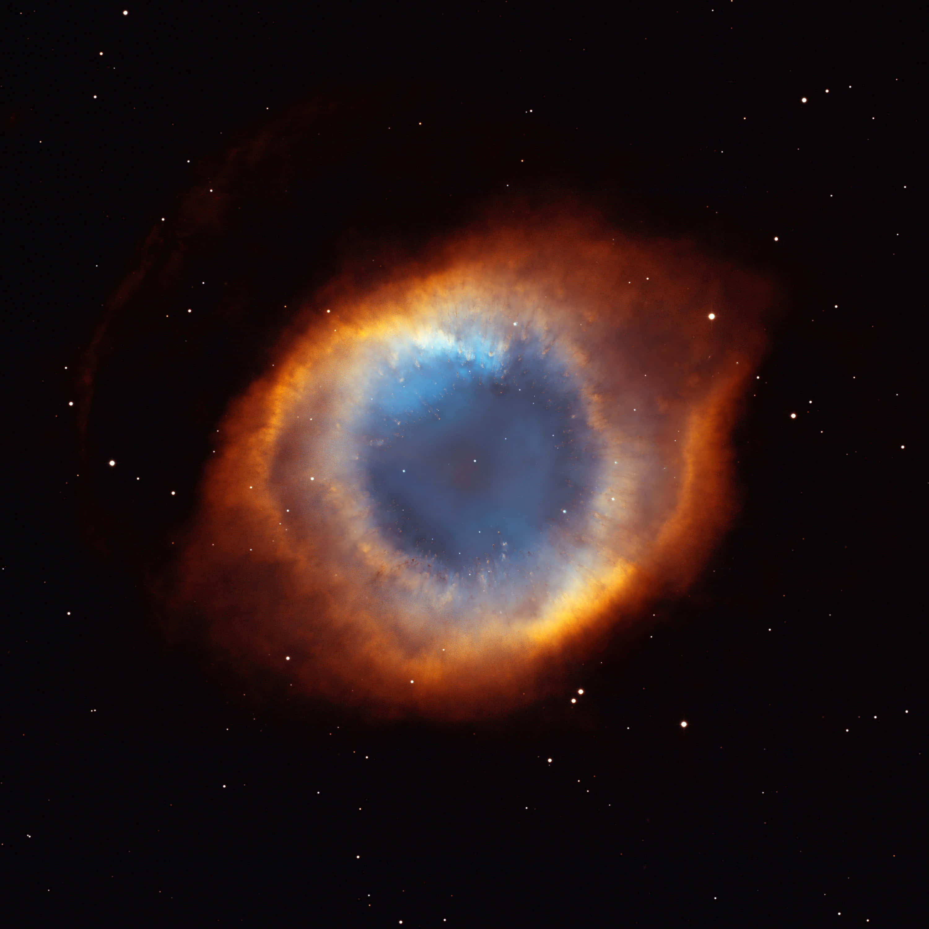 Planetary Nebula, fiery orange, cool blue, 2K Desktop Wallpaper