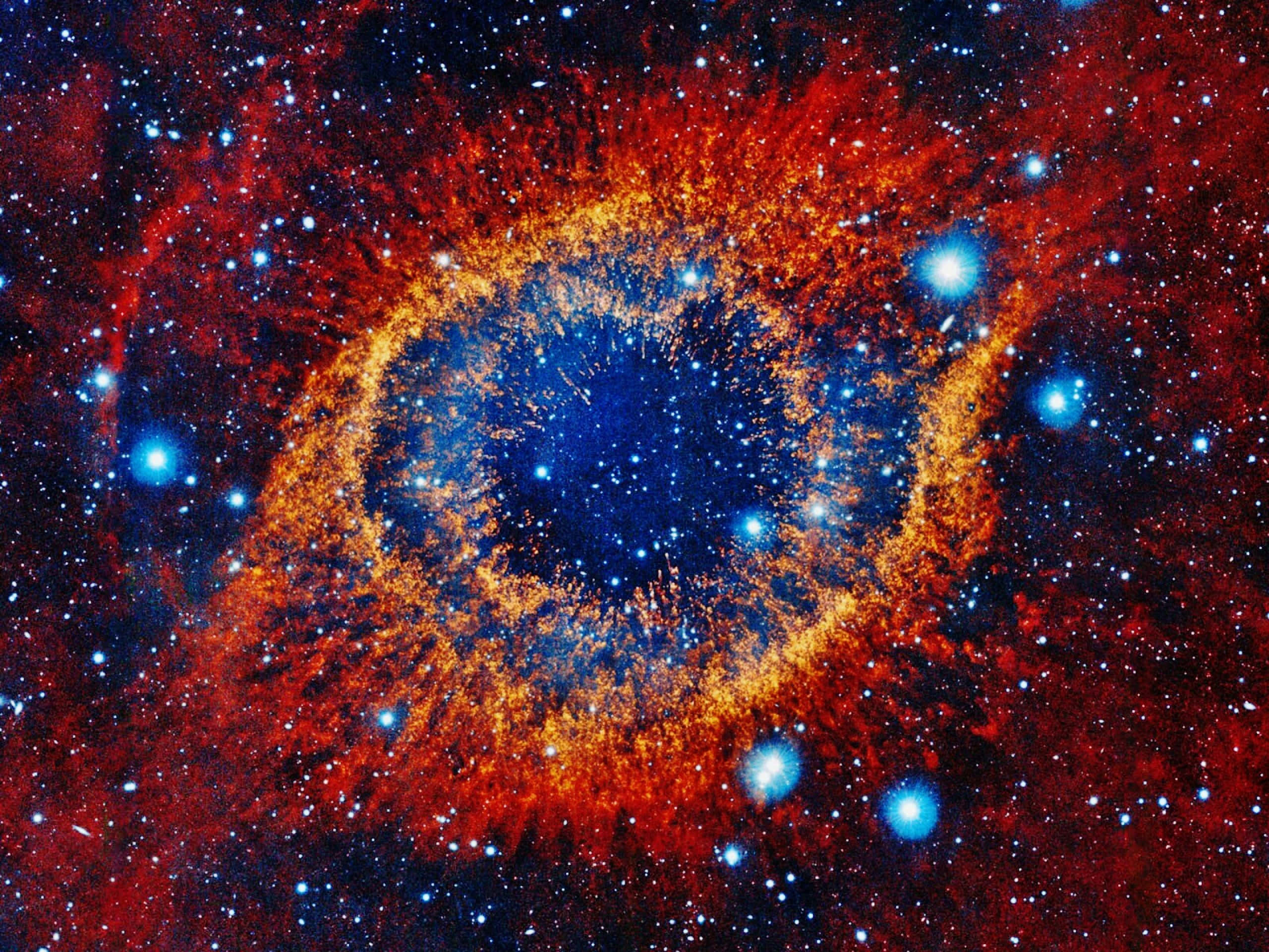 Planetary Nebula, fiery orange, deep blue, 2K Desktop Wallpaper