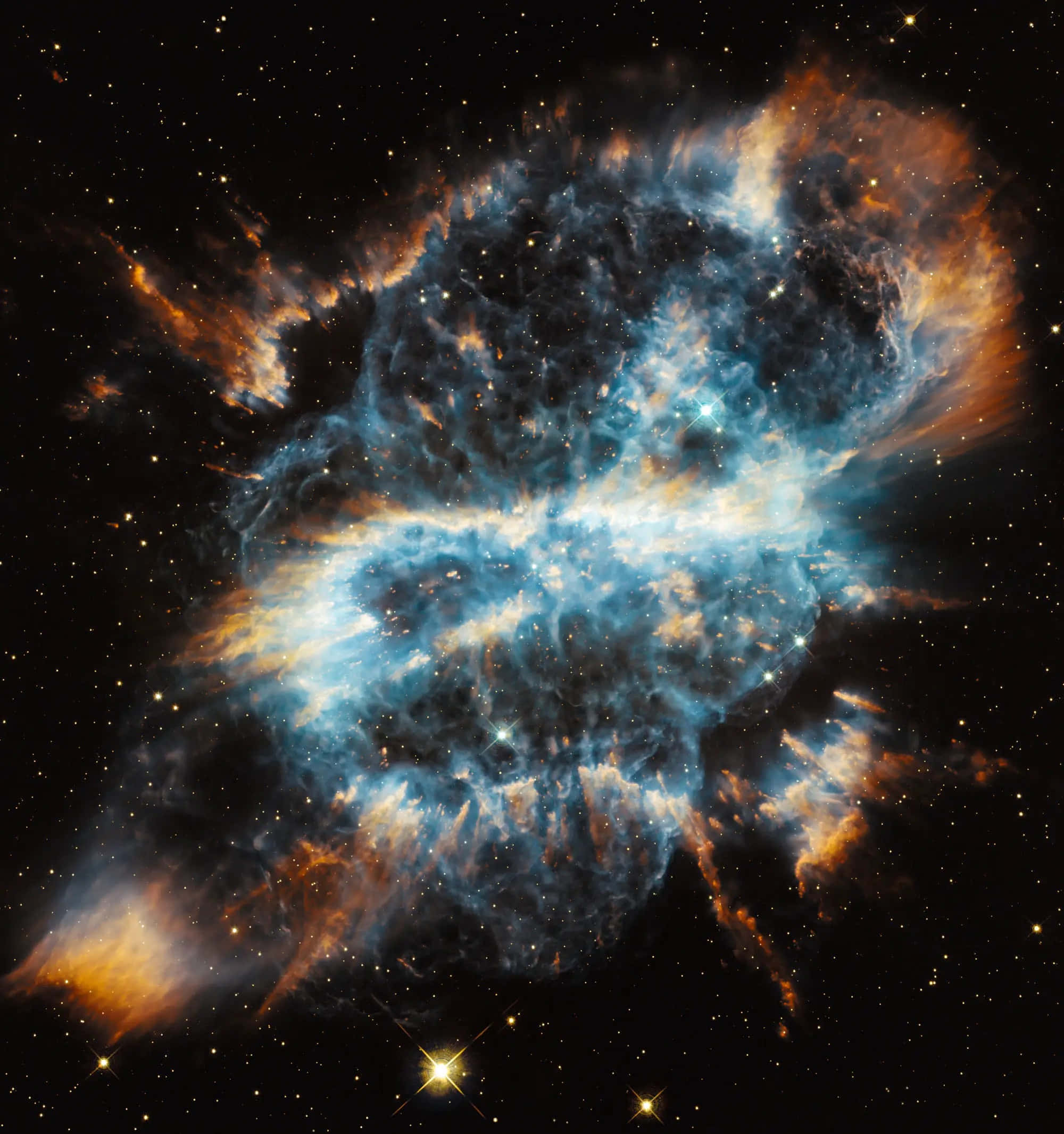 Planetary Nebula, electric blue, fiery orange, Full HD Phone Wallpaper