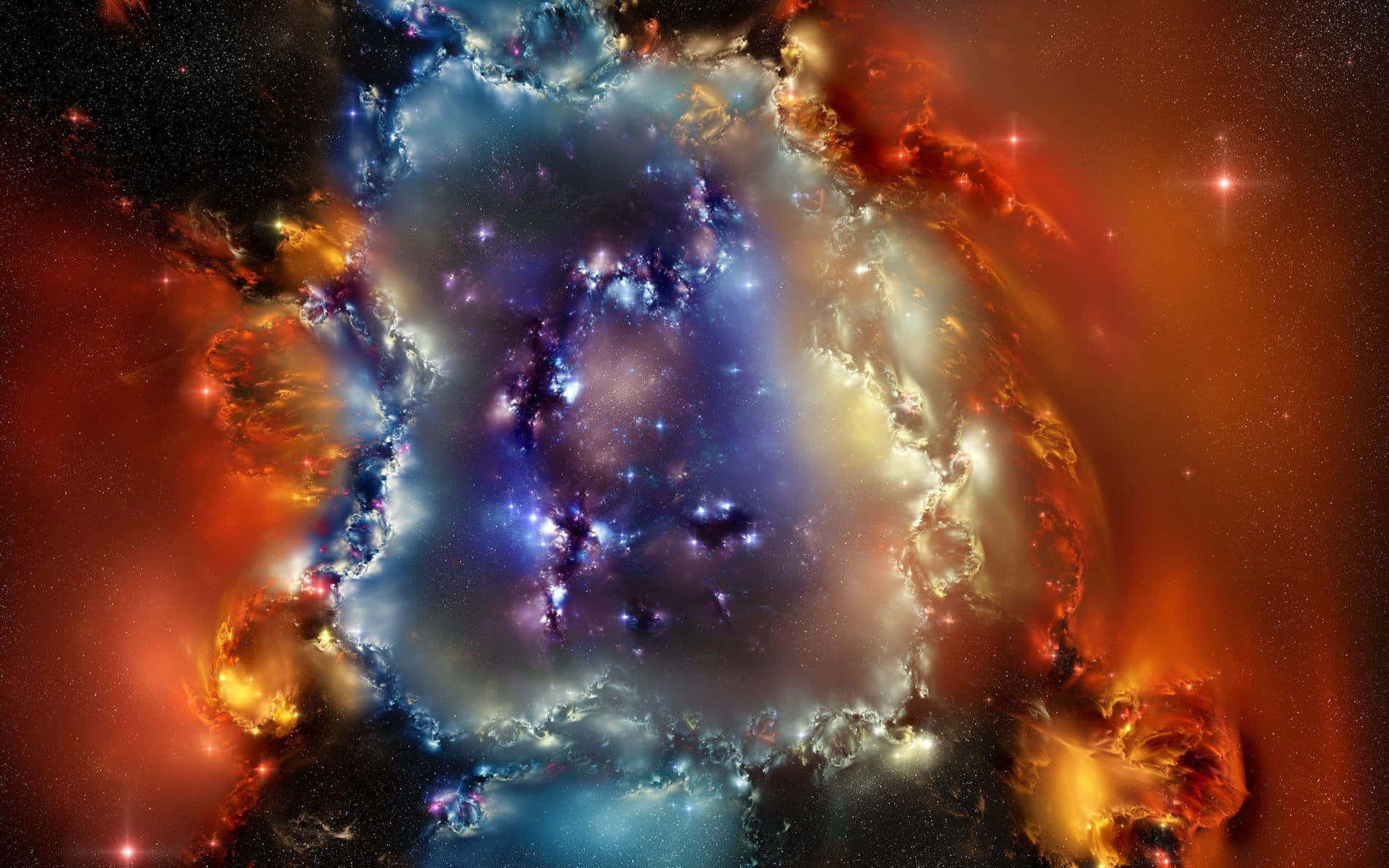 Planetary Nebula, fiery orange, cool blue, Full HD Desktop Wallpaper