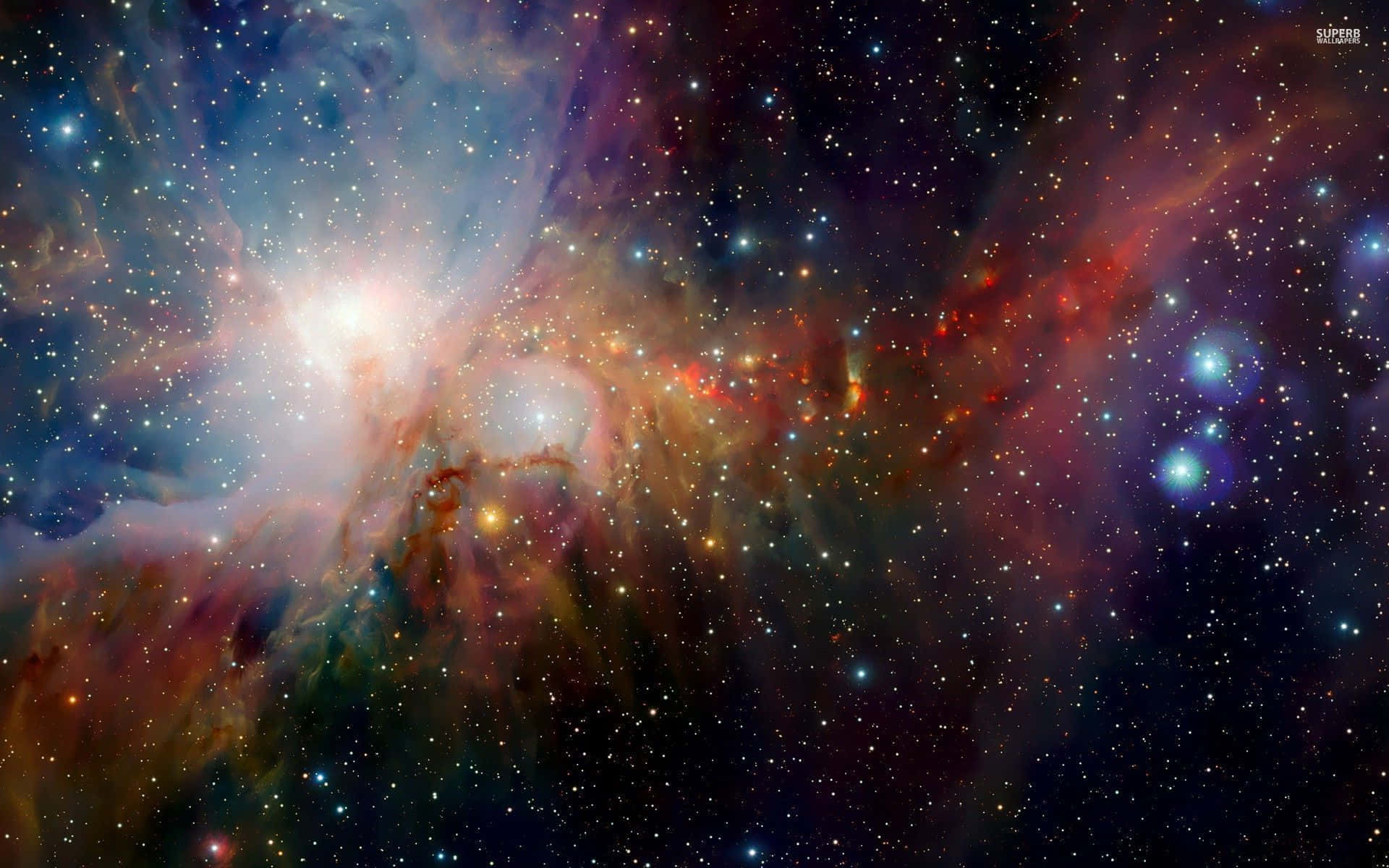 colorful space, cosmic nebula, glowing gases, Full HD Desktop Wallpaper