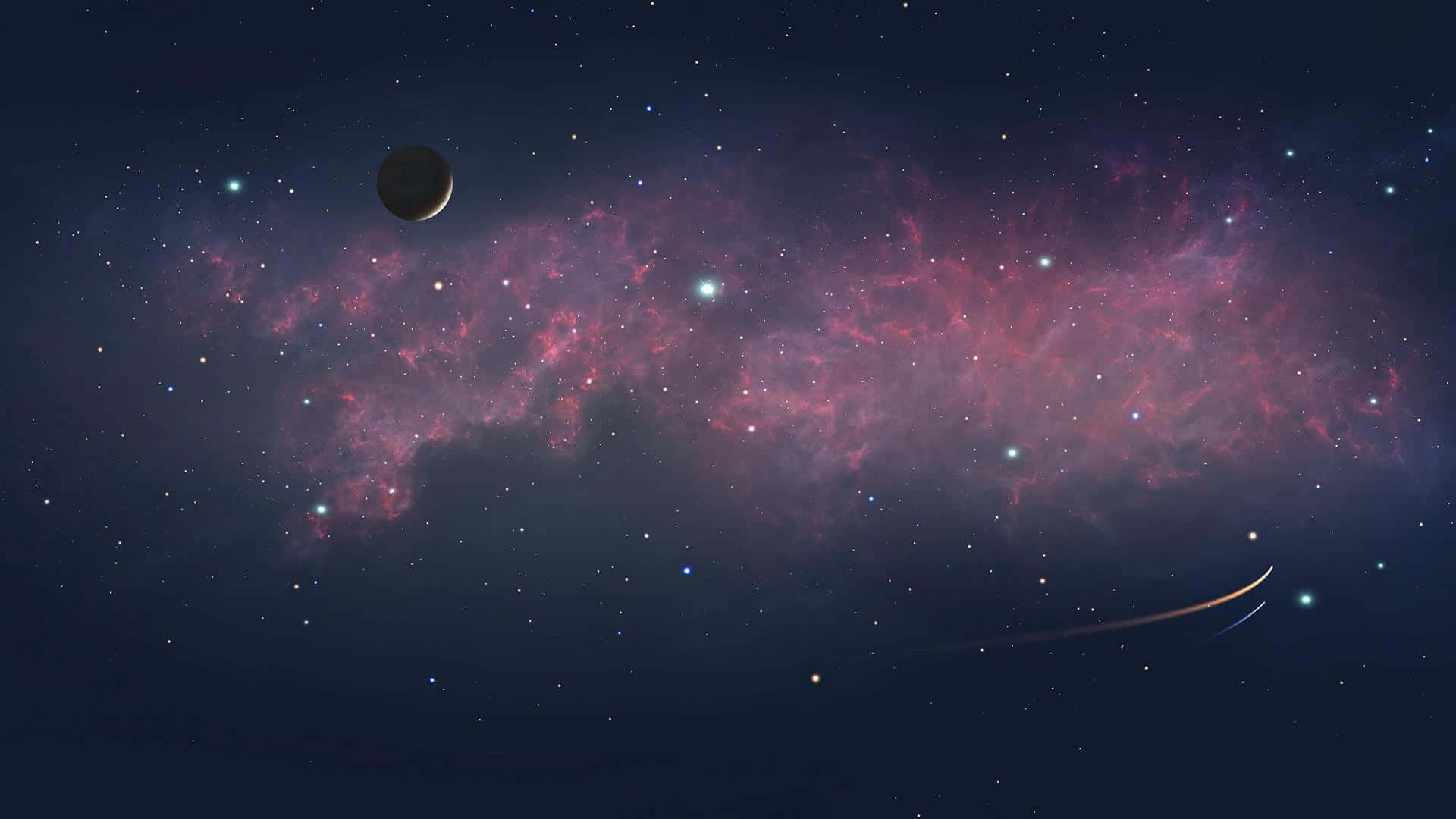 cosmic nebula, glowing pink nebula, starfield, Full HD Desktop Wallpaper