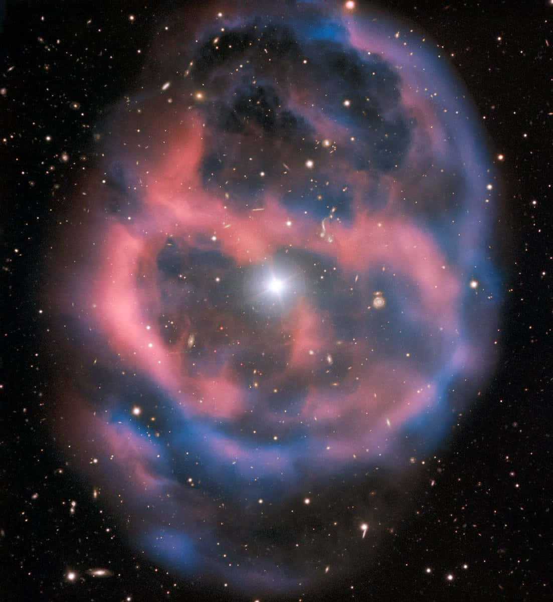 Planetary Nebula, vivid pinks, blues, SD Phone Wallpaper