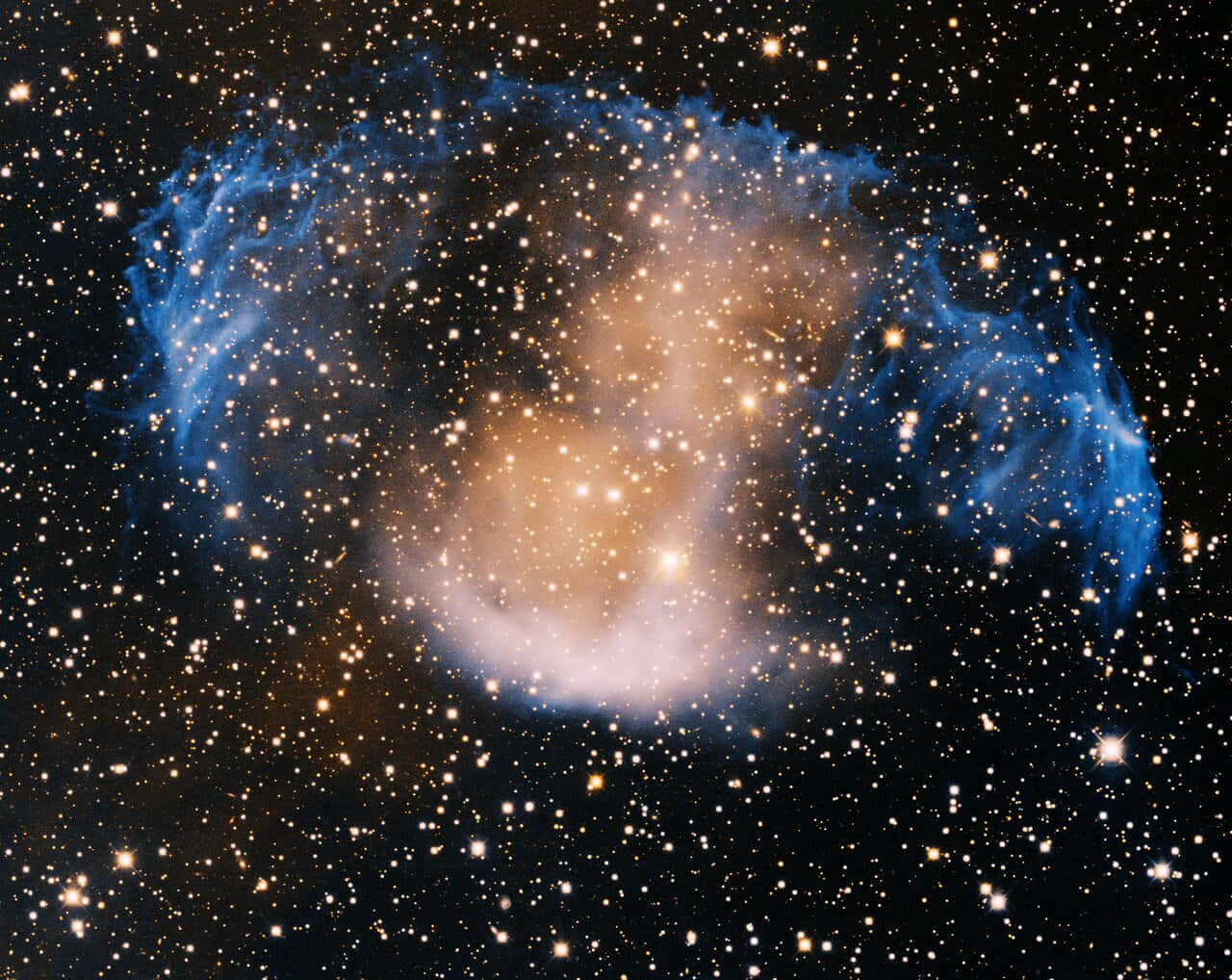Planetary Nebula, blue, golden, HD Desktop Wallpaper