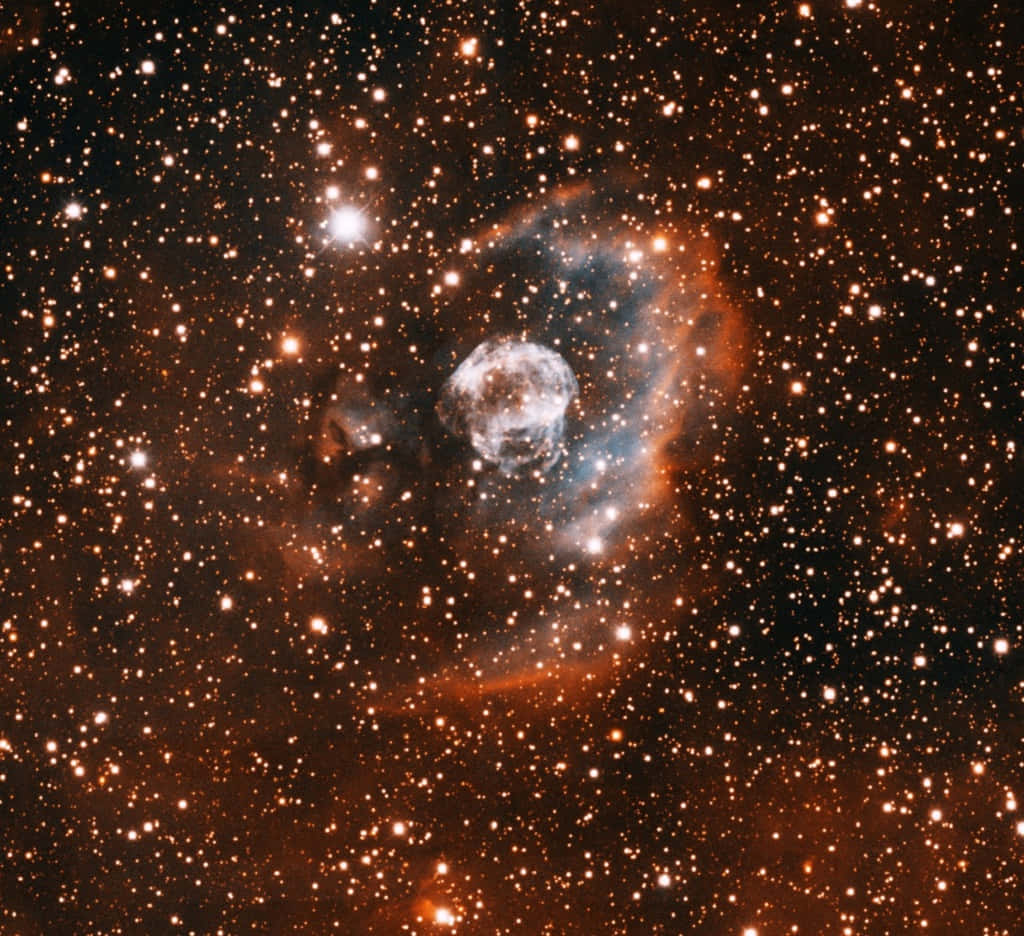 Planetary Nebula, blue and orange gases, countless sparkling stars, SD Desktop Wallpaper