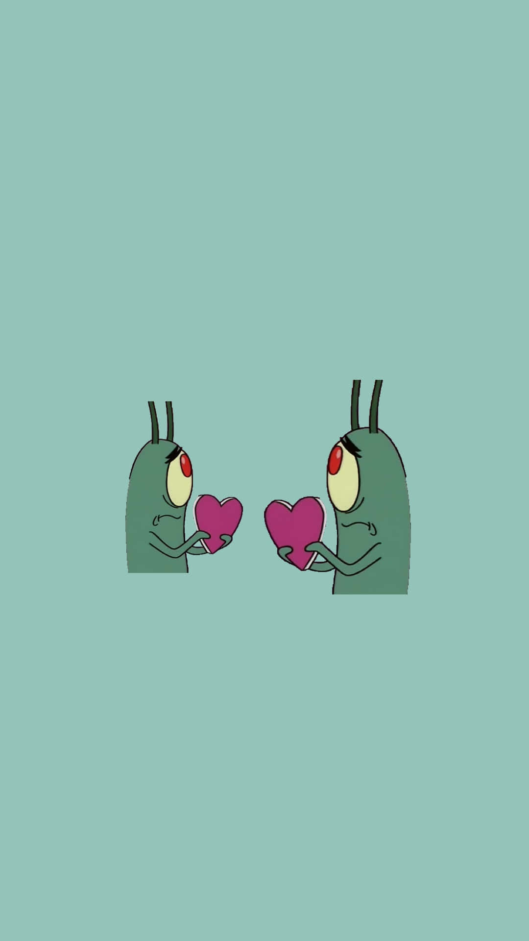 Plankton, green cartoon characters, red eyes, Full HD Phone Wallpaper