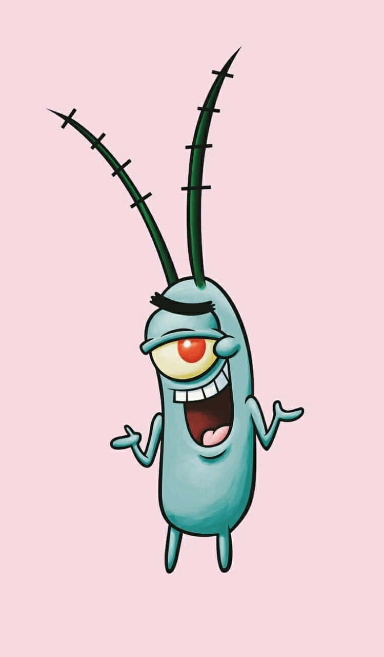 plankton, blue character, long green antennae, HD Phone Wallpaper