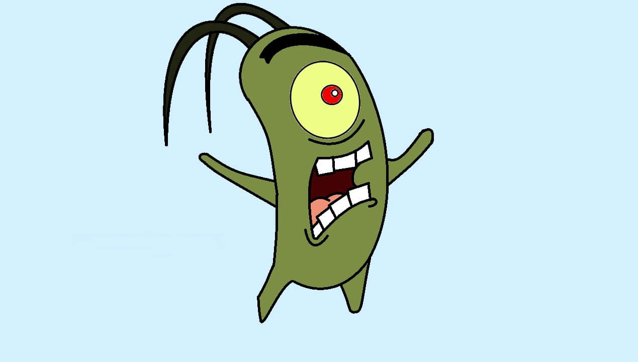 plankton, green one-eyed creature, antennae, SD Desktop Wallpaper